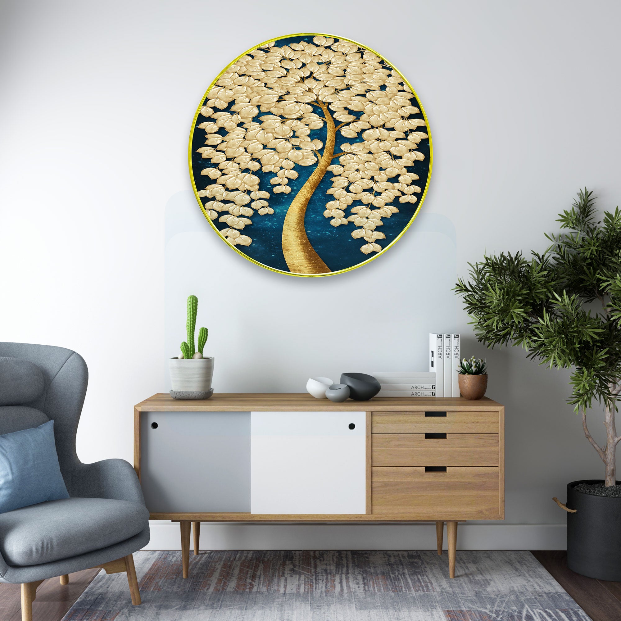 Trees Sparkle Wooden Wall Plate for Home Decoration Art-34