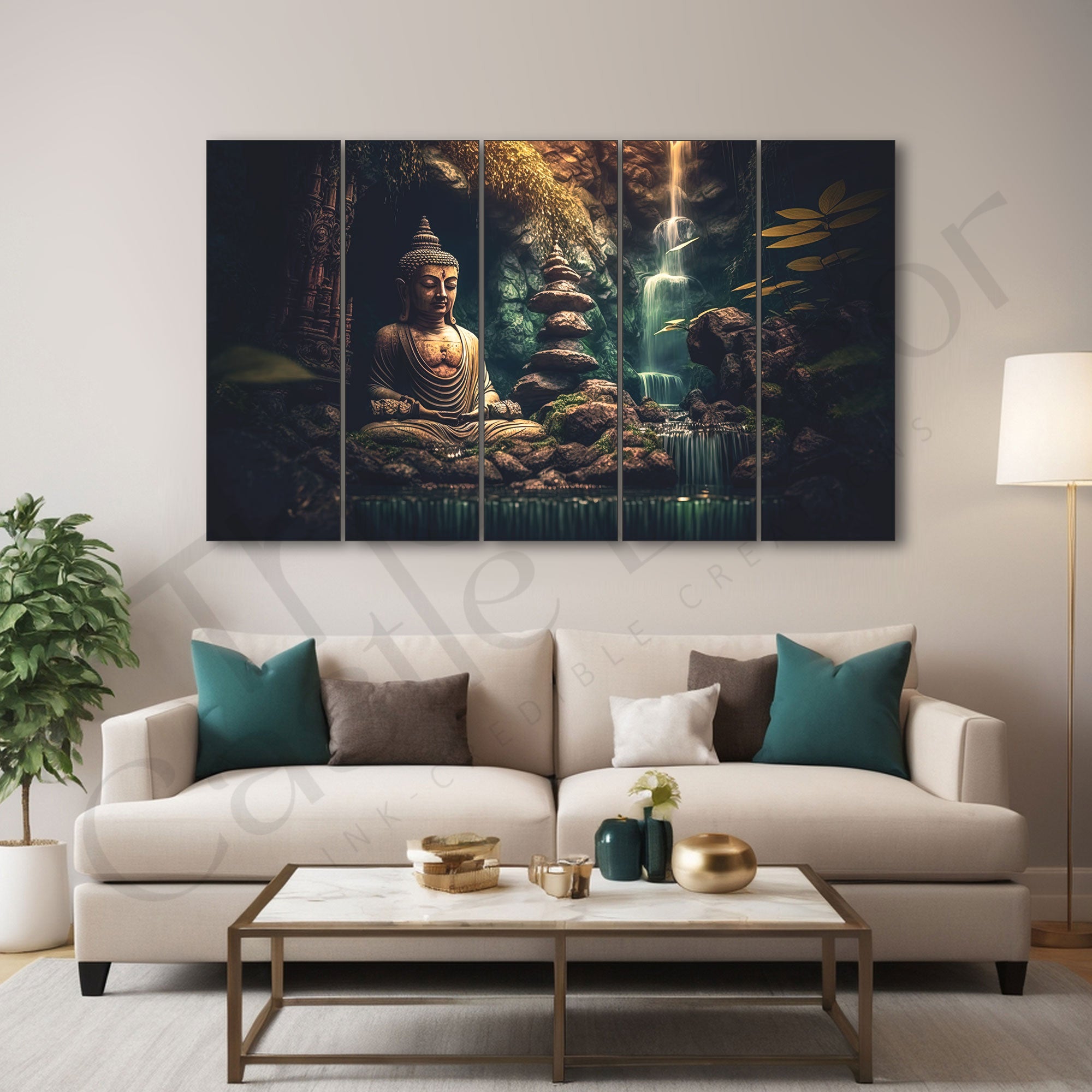 Lord Budha Painting with frame Big Size Wall Art for living room,Bedroom,Drawing room,Hotels