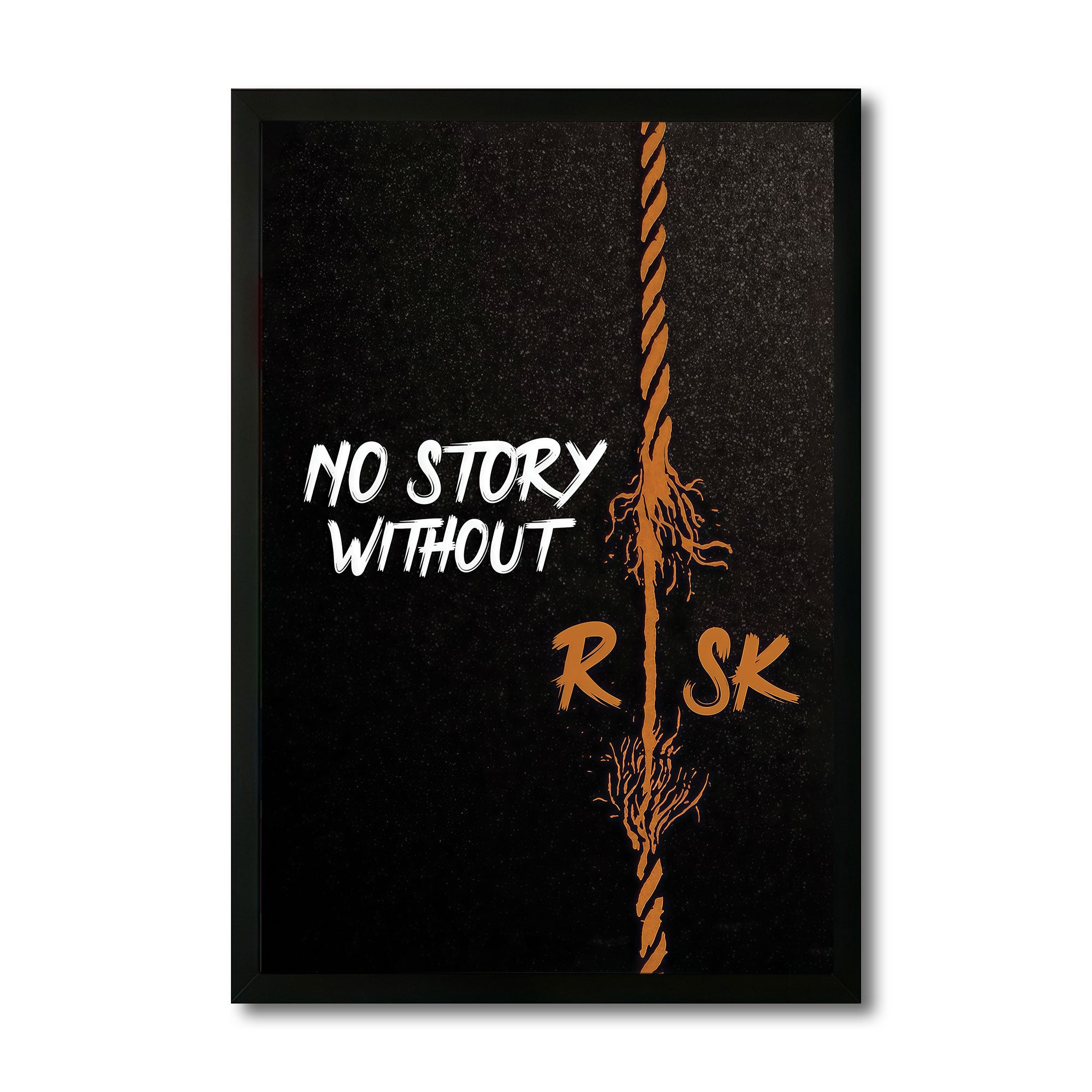 The Castle Decor No Story Without Risk Motivational Wall Art Frame | Inspirational Quote Poster for Office, Gym & Workspace Decor
