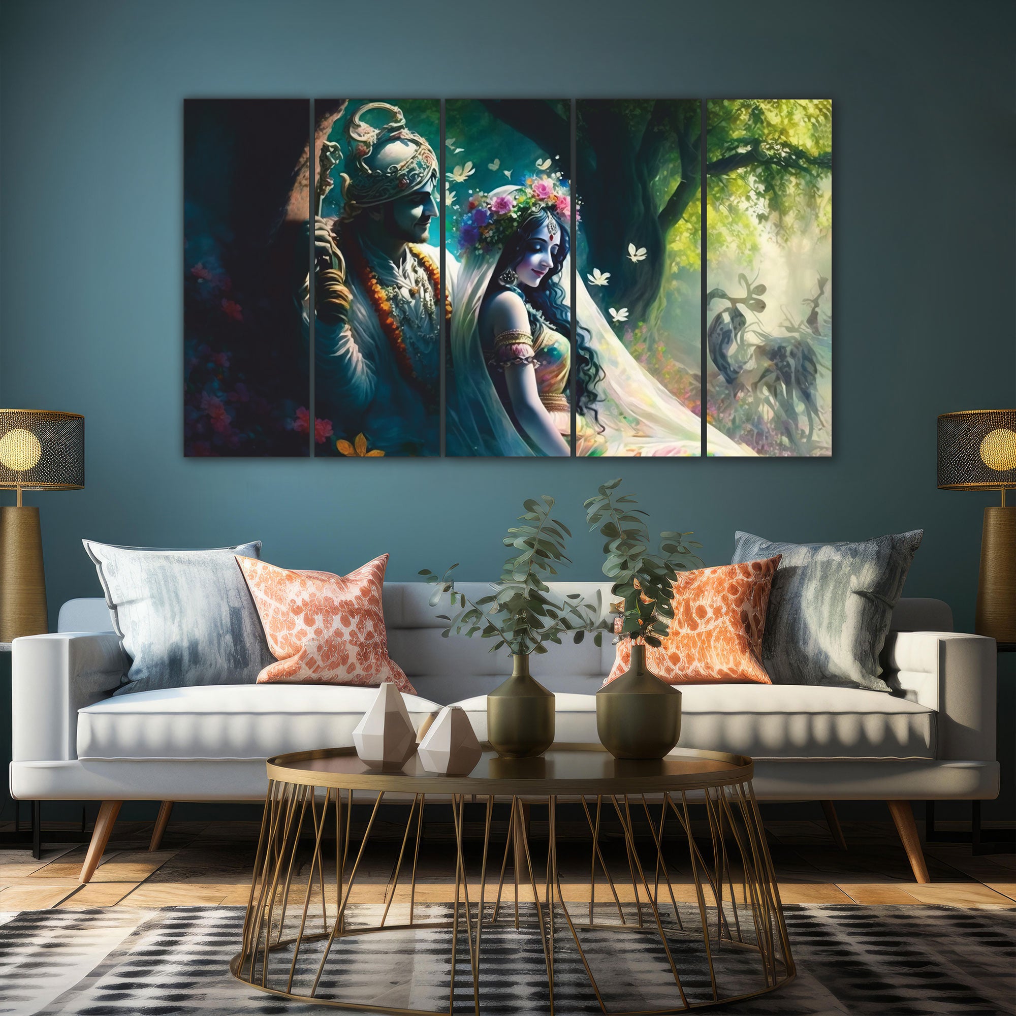 Radha Krishna Painting with frame Big Size Wall Art for living room,Bedroom,Drawing room,Hotels