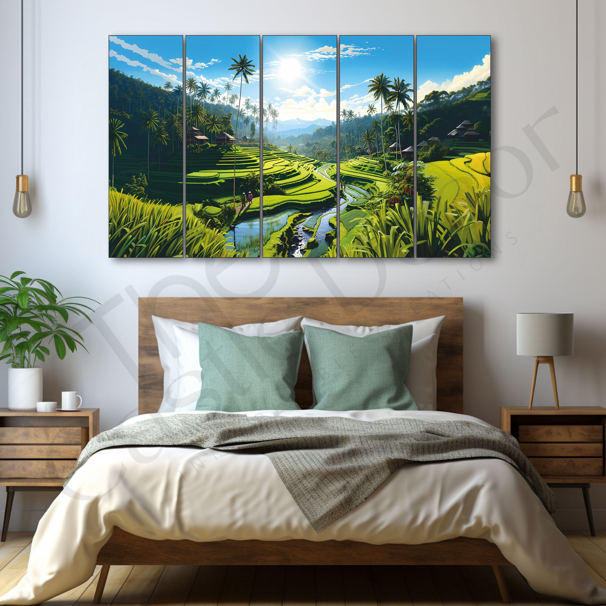Landscape Nature Painting Set of 5 for Home Decoration 27x48"