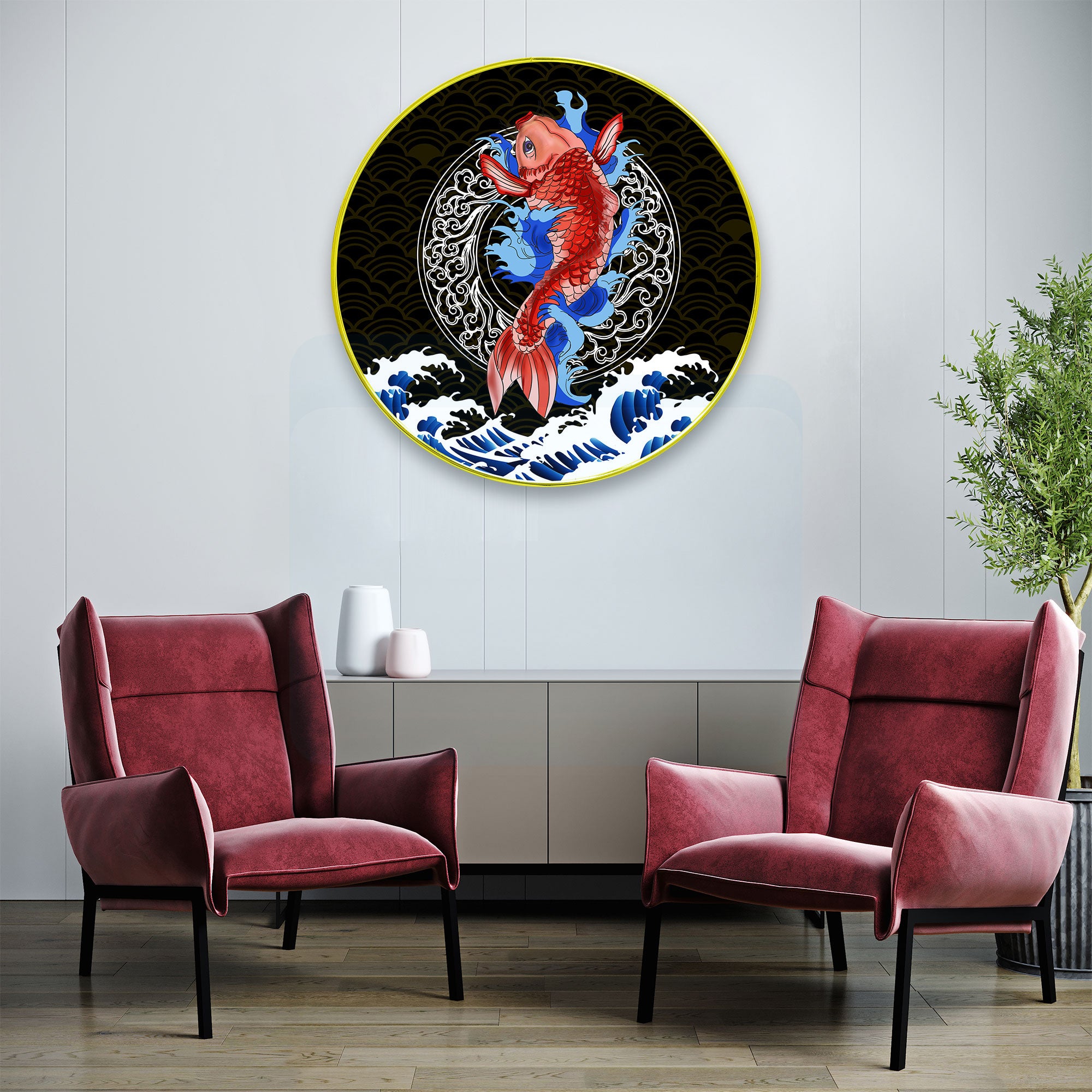 Fishes Sparkle Wooden Wall Plate for Home Decoration Art-30