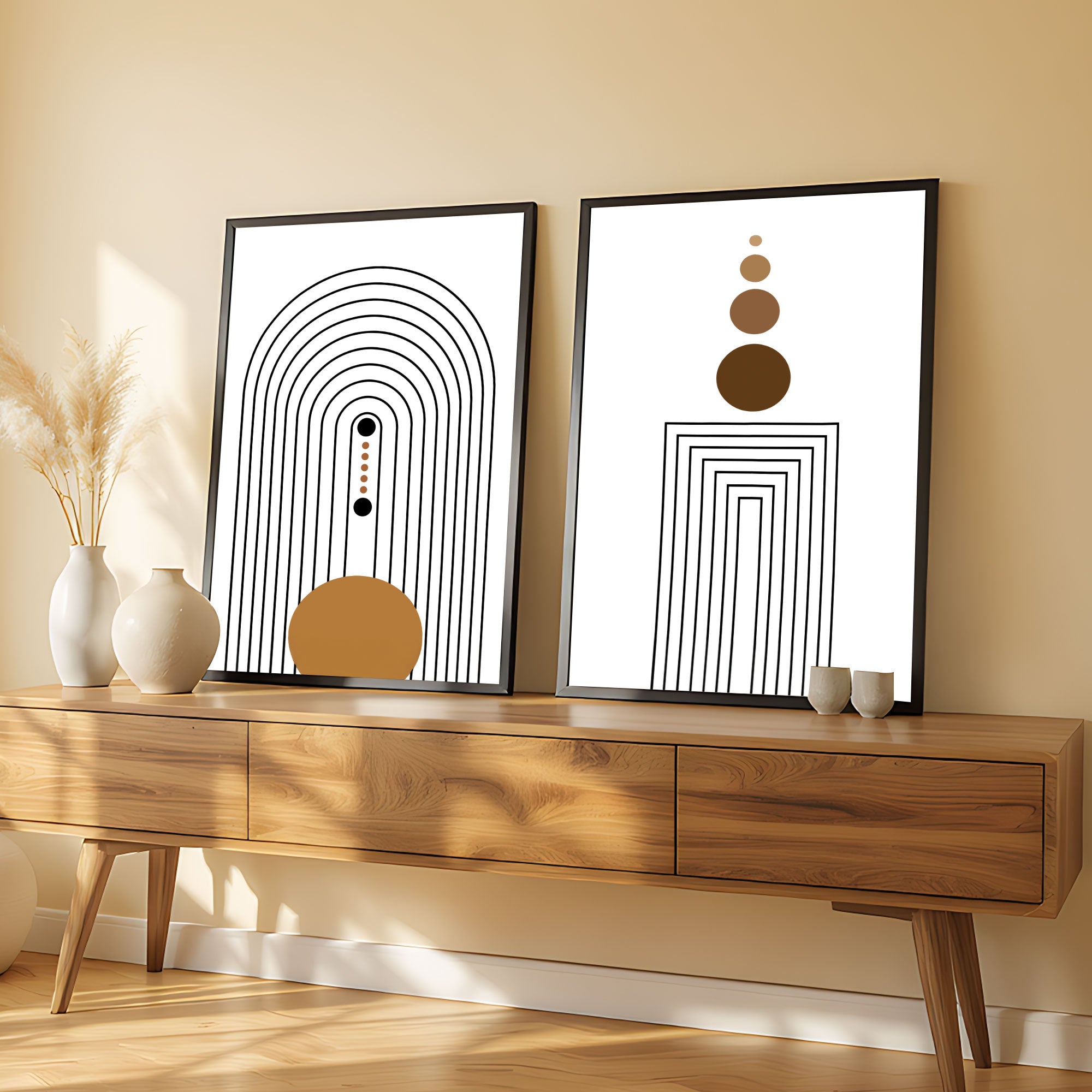 The Castle Decor Boho Wall Art for Living Room Big Size | Framed Abstract Botanical Paintings for Living Room & Bedroom | Modern Home Decoration & Perfect Gifting Option | Set of 2 (11×17 Inch Each)8