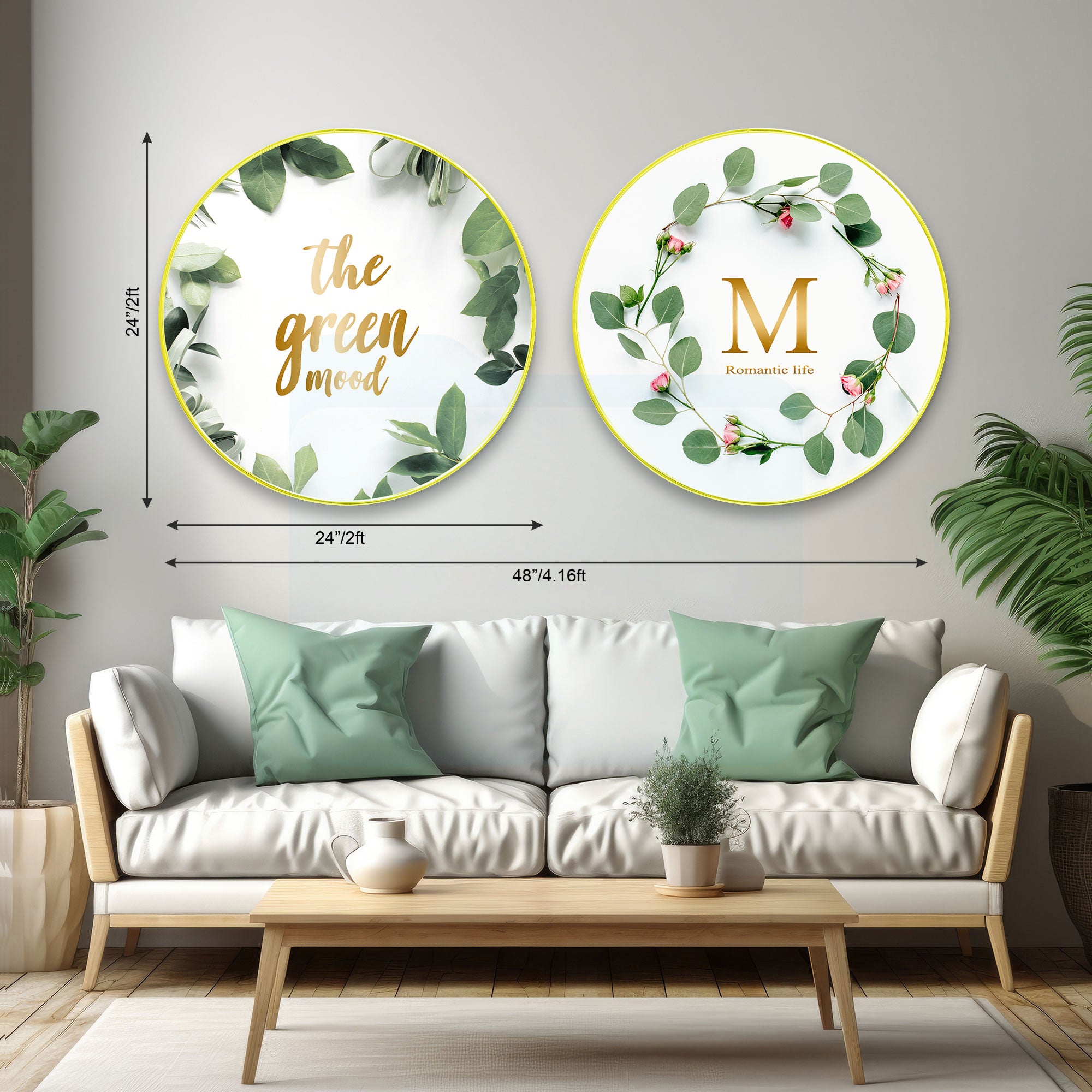 Motivational Sparkle Wooden Wall Plates Set of 2 for Home Decoration Art-43