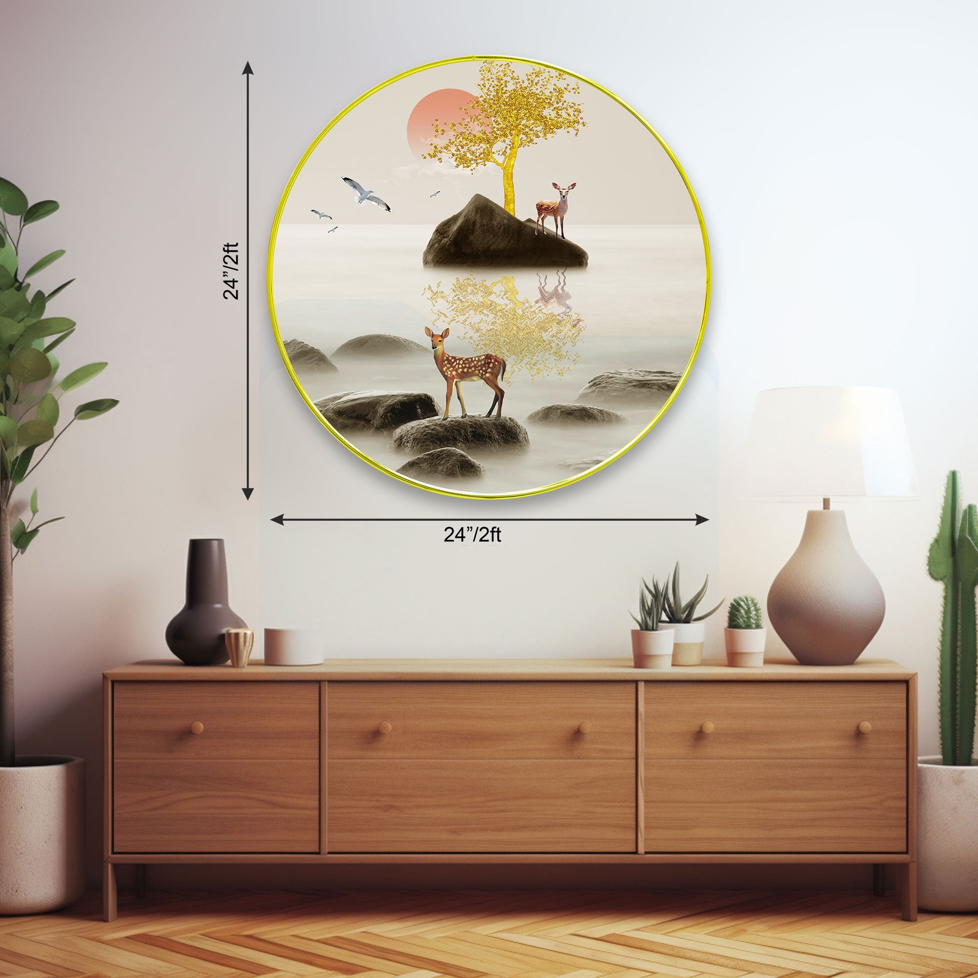 Deer Sparkle Wooden Wall Plate for Home Decoration Art-06