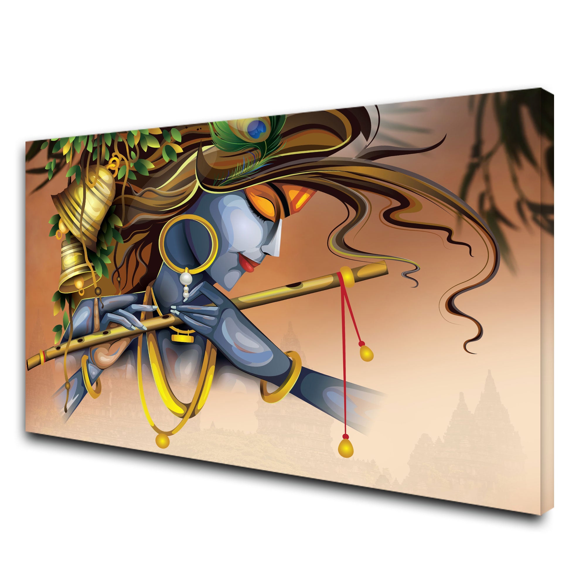 Lord krishna Canvas painting with frame Big Size Wall Art for living room,Bedroom,Drawing room,Hotels