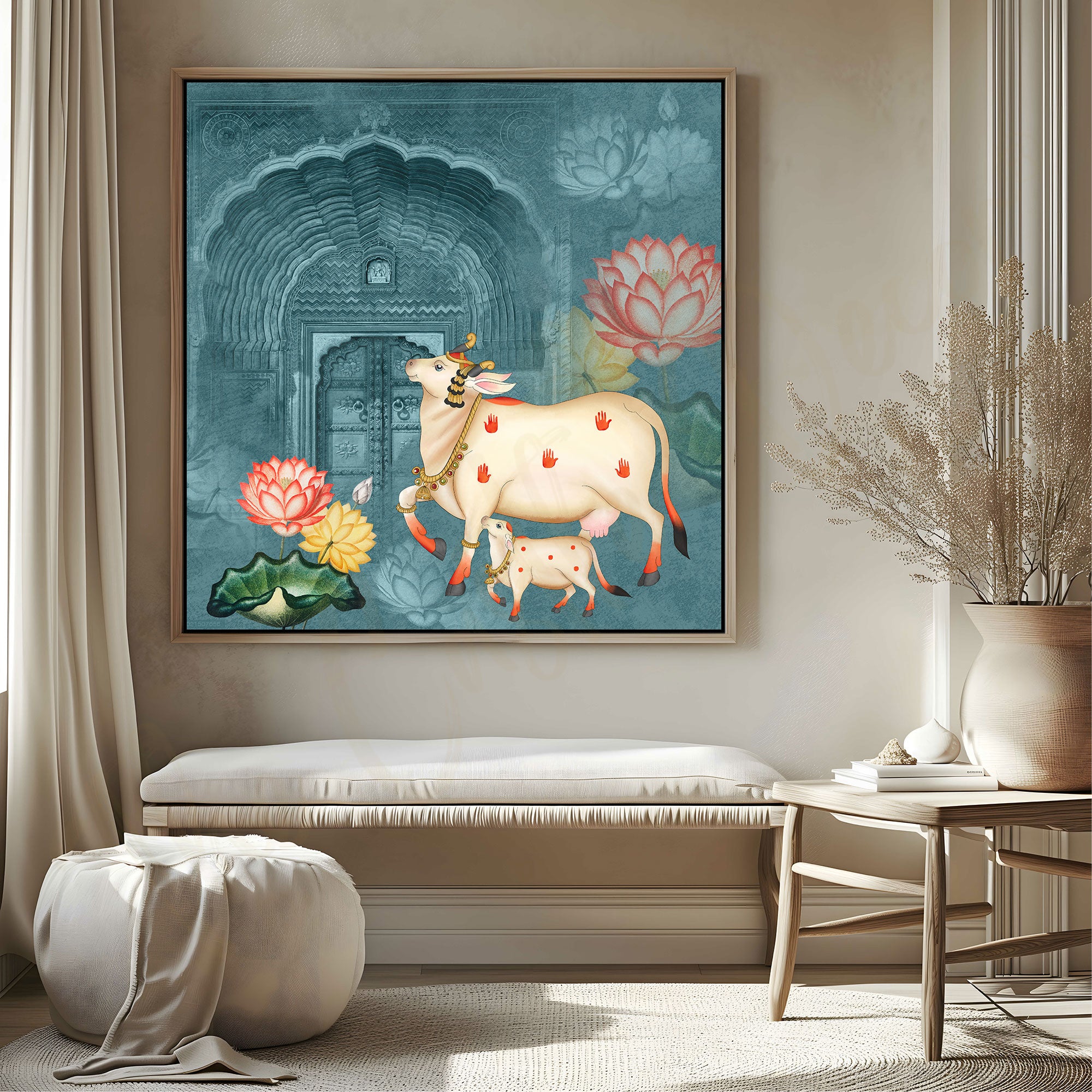 Pichwai art with frame Big Size Wall Art for living room,Bedroom,Drawing room,Hotels