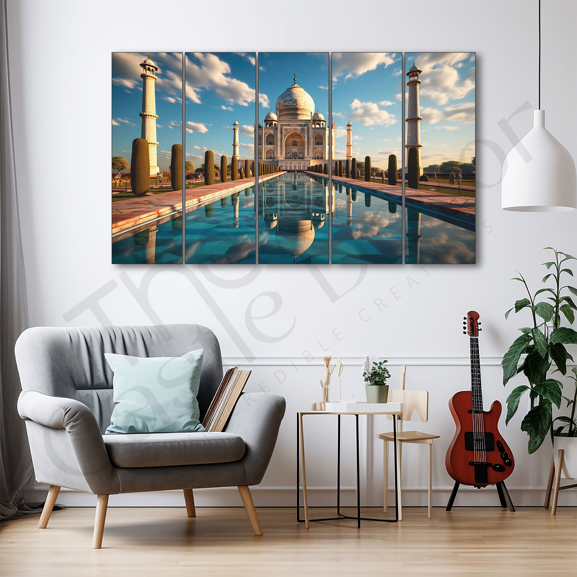 Taj Mahal Painting Set of 5 for Home Decoration