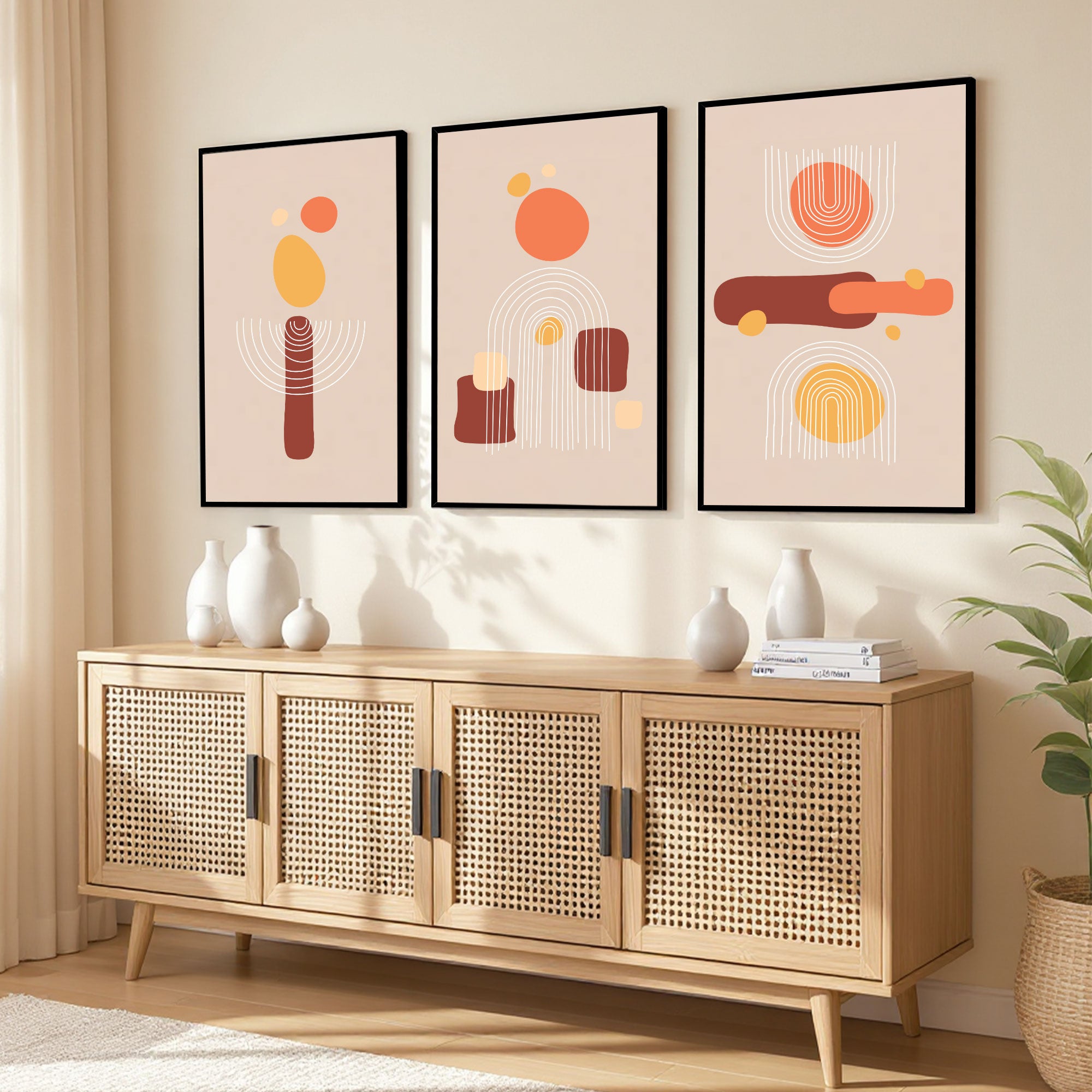 The Castle Decor Boho Wall Art for Living Room Big Size | Framed Abstract Botanical Paintings for Living Room & Bedroom | Modern Home Decoration & Perfect Gifting Option | Set of 3 (11×17 Inch Each) –3