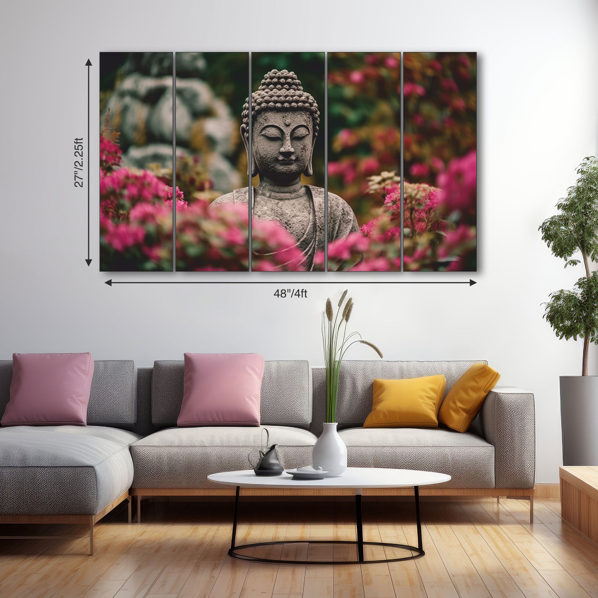 Lord Budha Painting with frame Big Size Wall Art for living room,Bedroom,Drawing room,Hotels