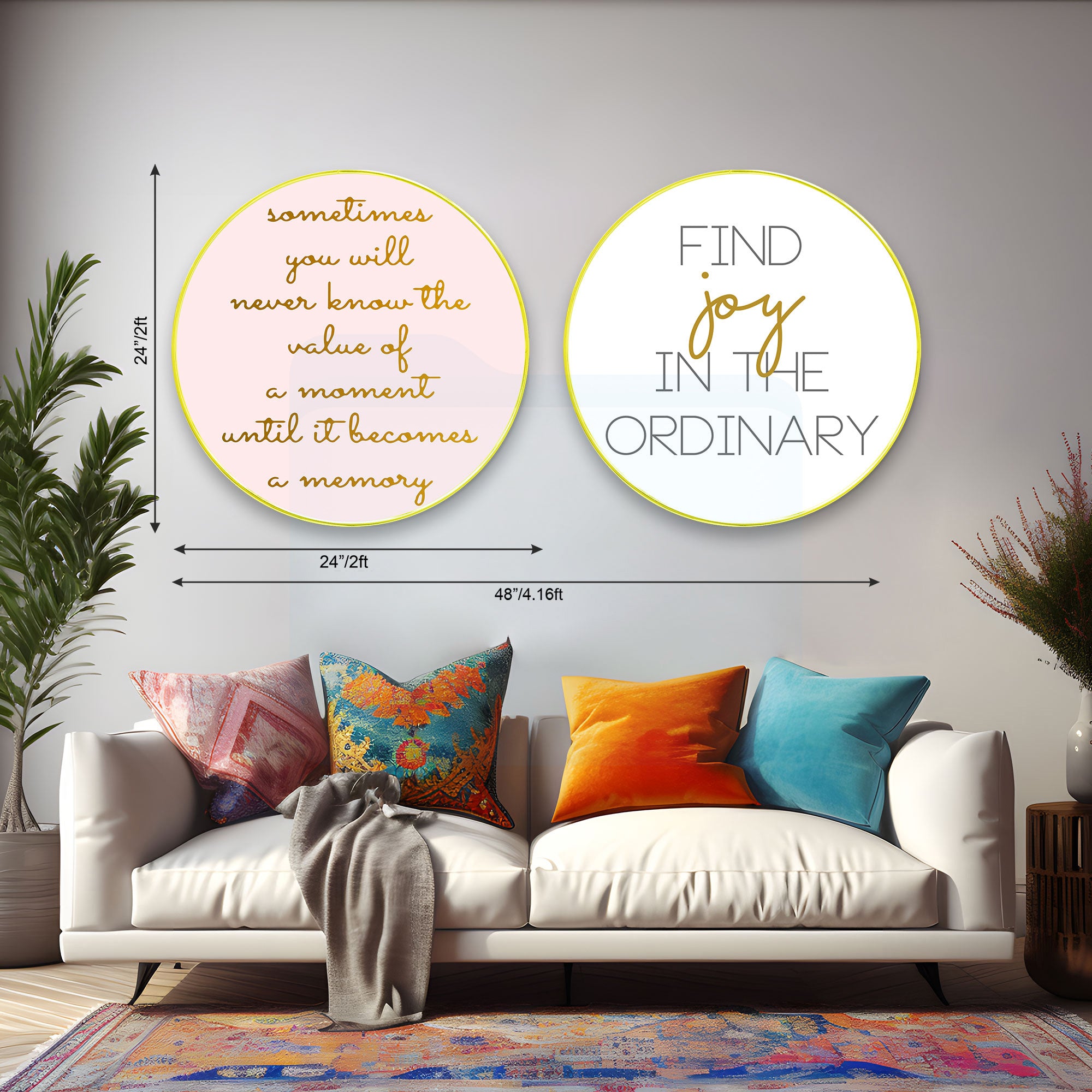 Motivational Sparkle Wooden Wall Plates Set of 2 for Home Decoration Art-44
