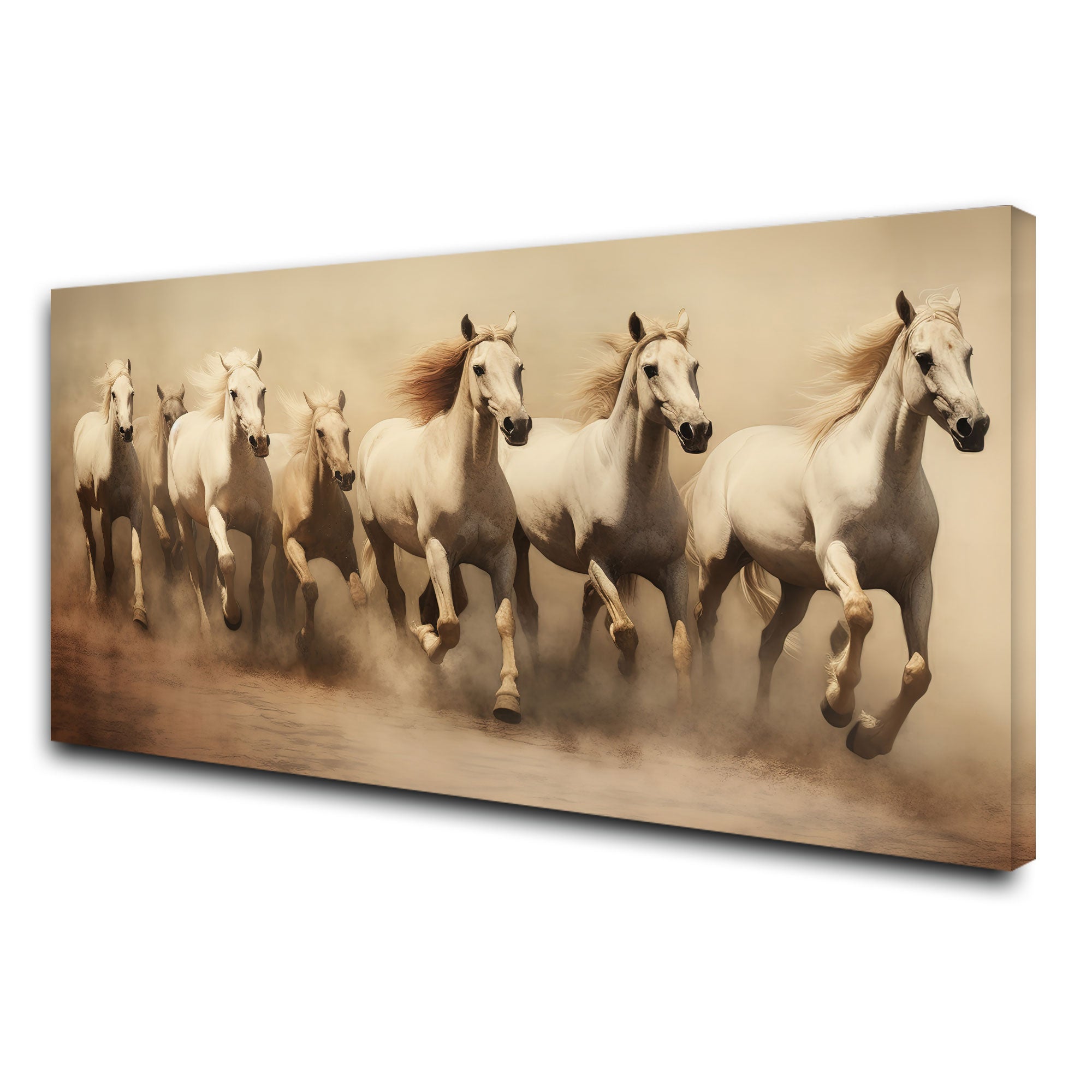 Running 7 horses vaastu Canvas painting Big Size Wall Art for living room,Bedroom,Drawing room,Hotels