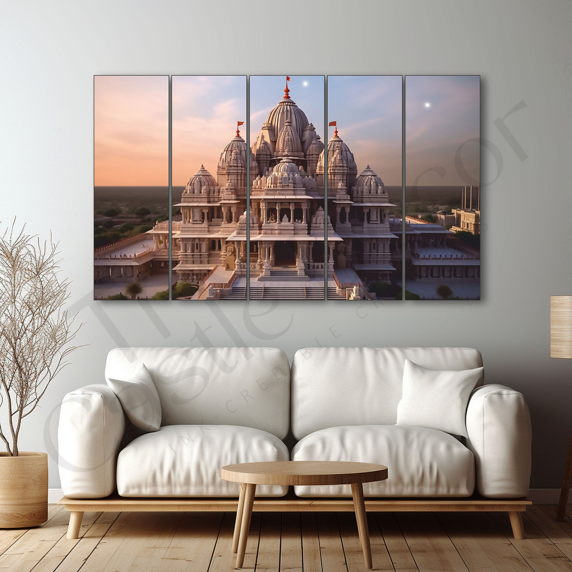 Ram Mandir Ayodhya Painting Set of 5 for Home Decoration