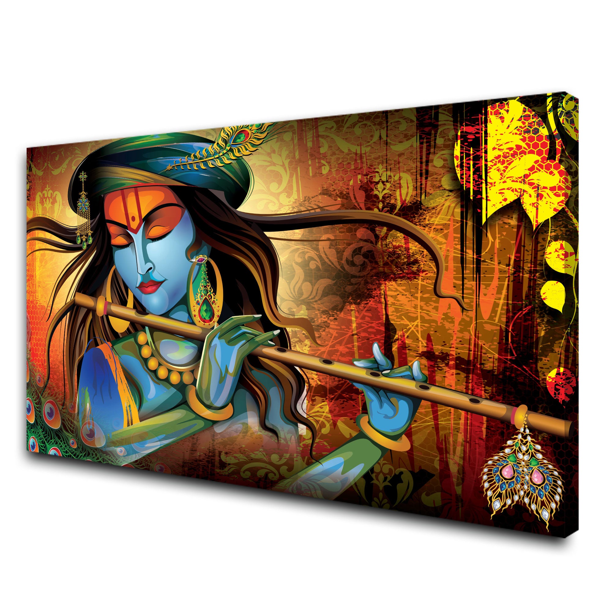 Krishna art Canvas painting with frame Big Size Wall Art for living room,Bedroom,Drawing room,Hotels