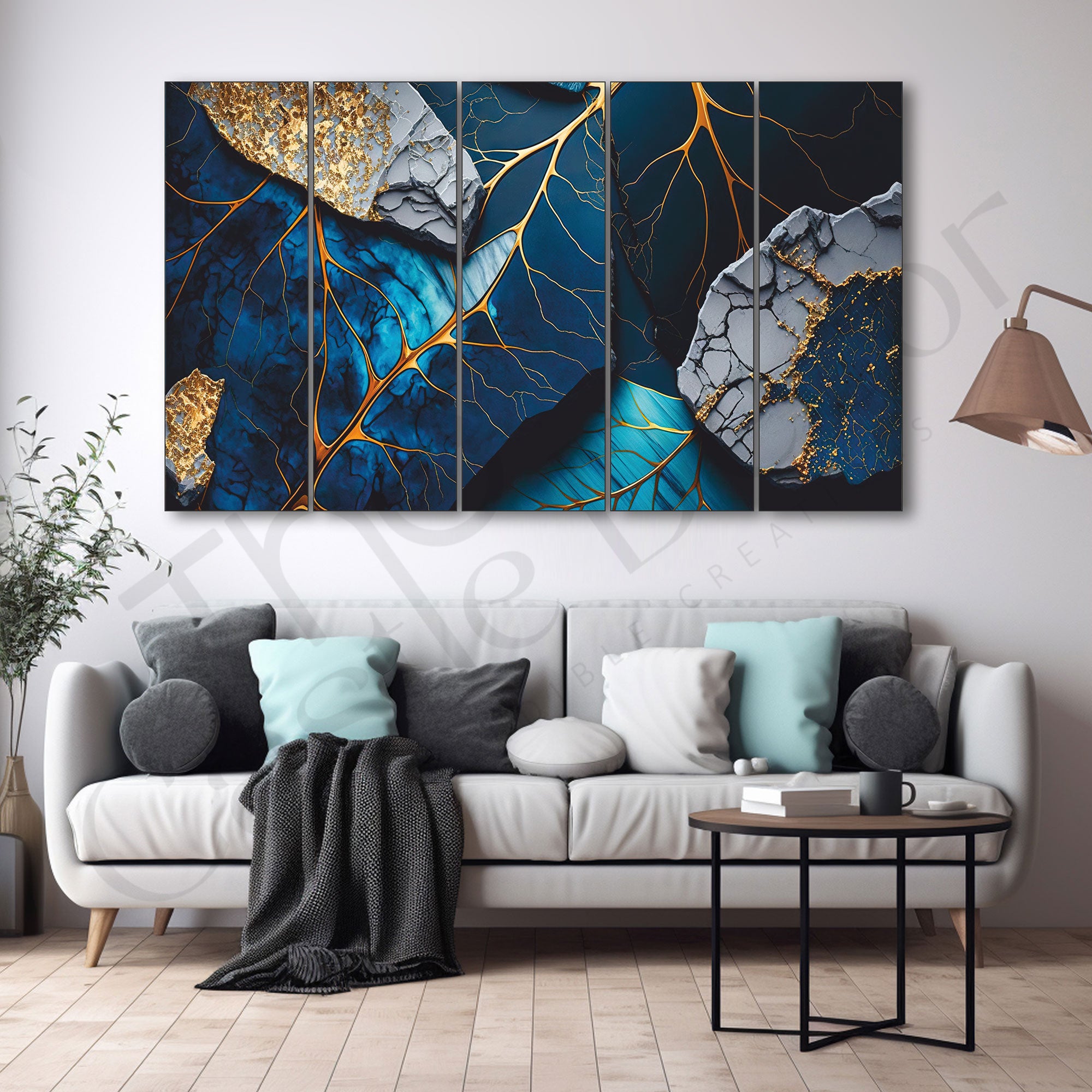 Marble Ink Painting Set of 5 for Home Decoration