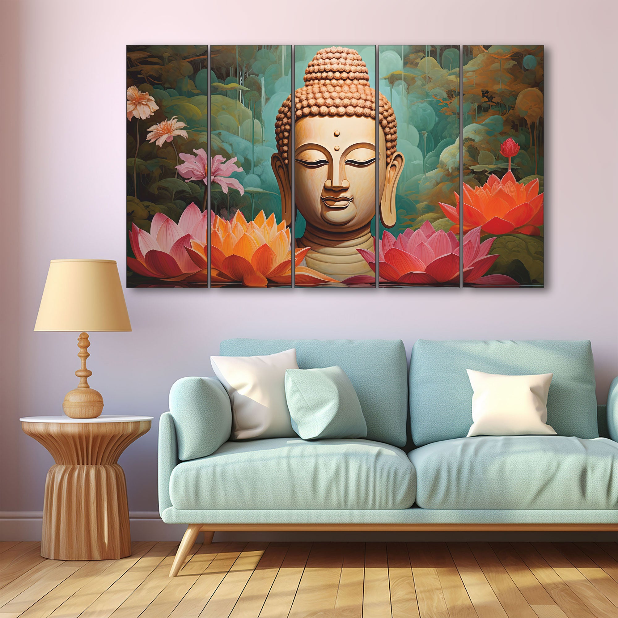 Lord Budha Painting with frame Big Size Wall Art for living room,Bedroom,Drawing room,Hotels