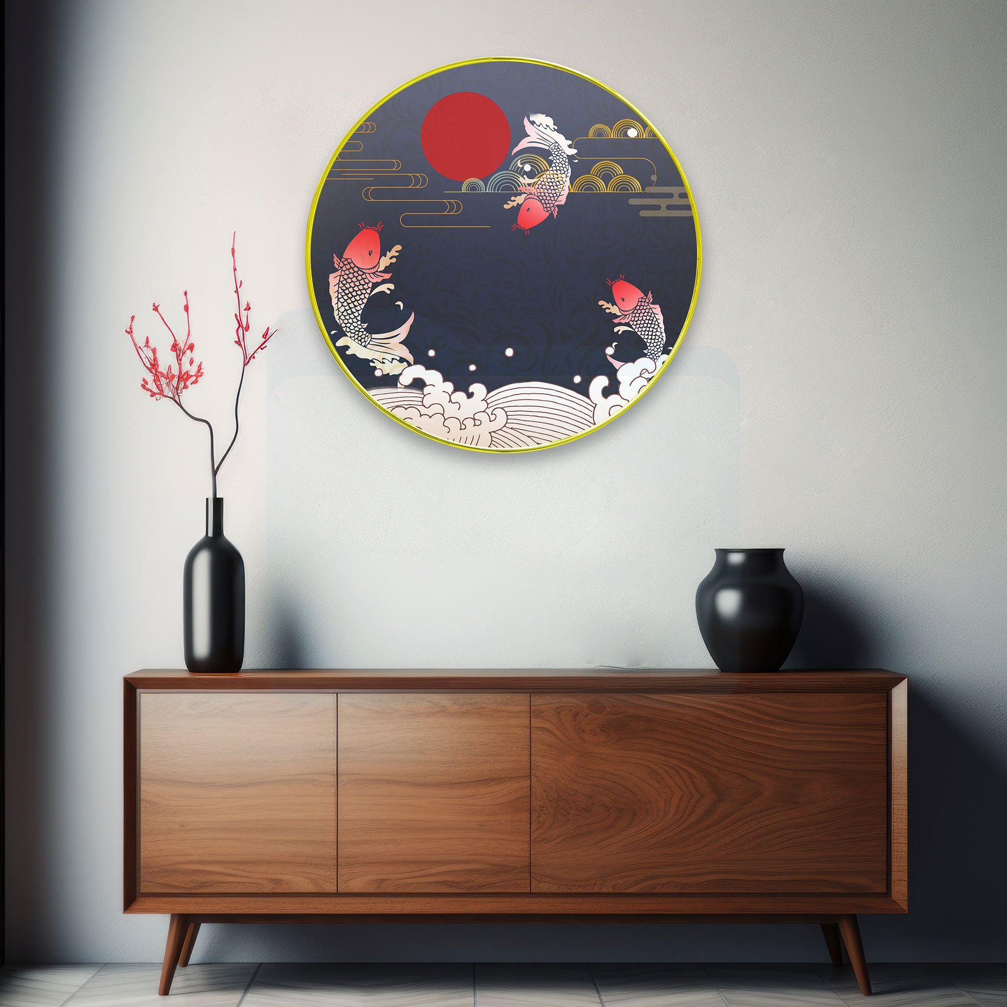 Fishes Sparkle Wooden Wall Plate for Home Decoration Art-29