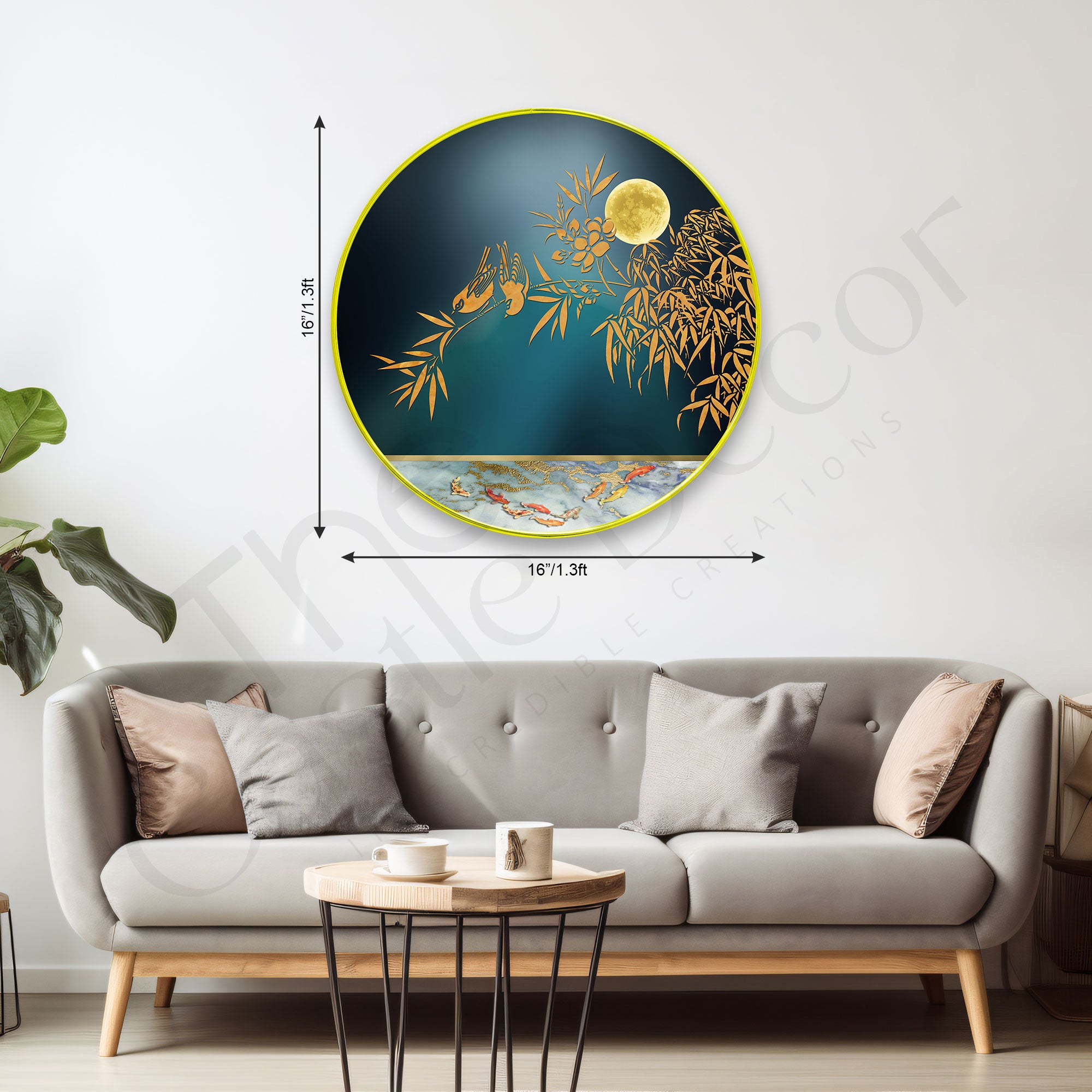 Fishes Sparkle Wooden Wall Plate for Home Decoration Art-14