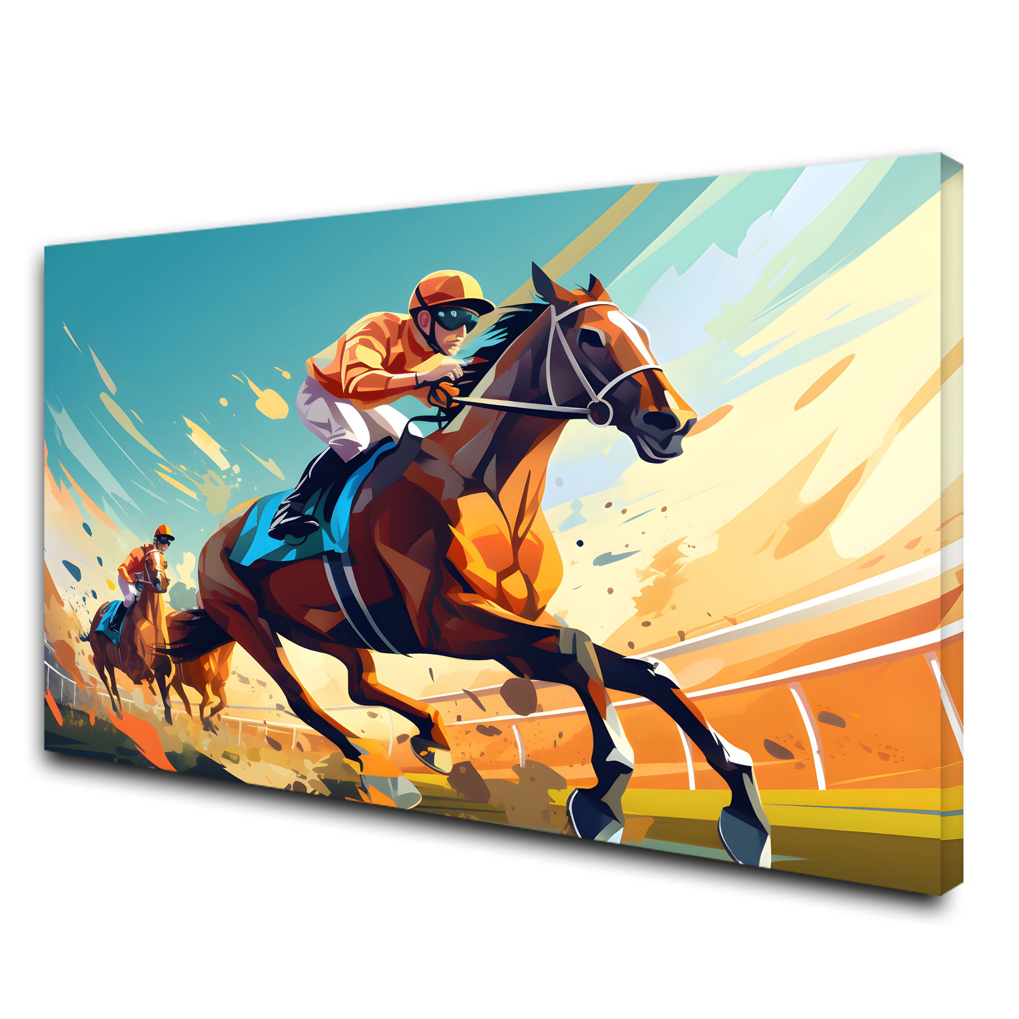 Horse racing Abstract Canvas painting with frame Big Size Wall Art for living room,Bedroom,Drawing room,Hotels