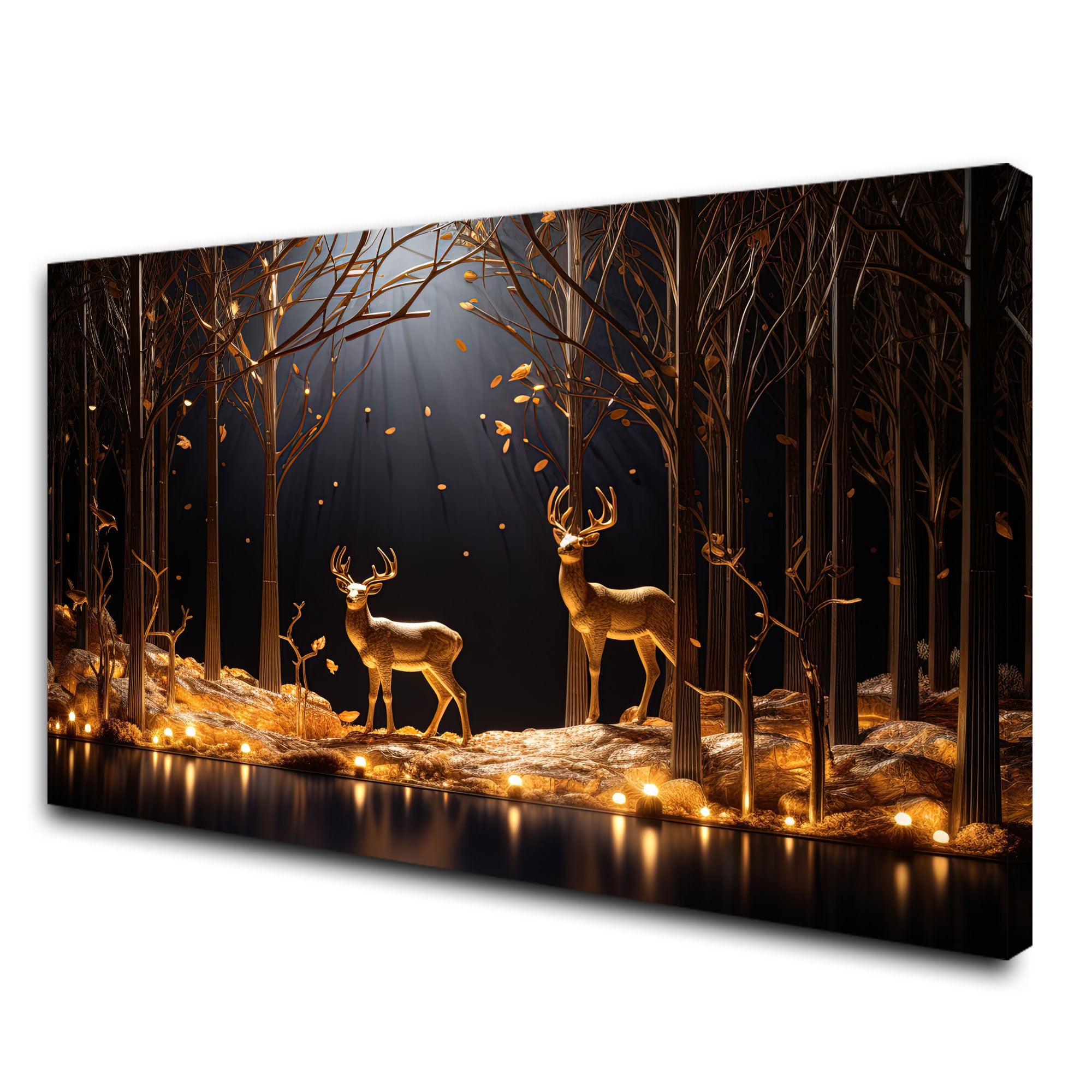 Golden deer Canvas painting with frame Big Size Wall Art for living room,Bedroom,Drawing room,Hotels