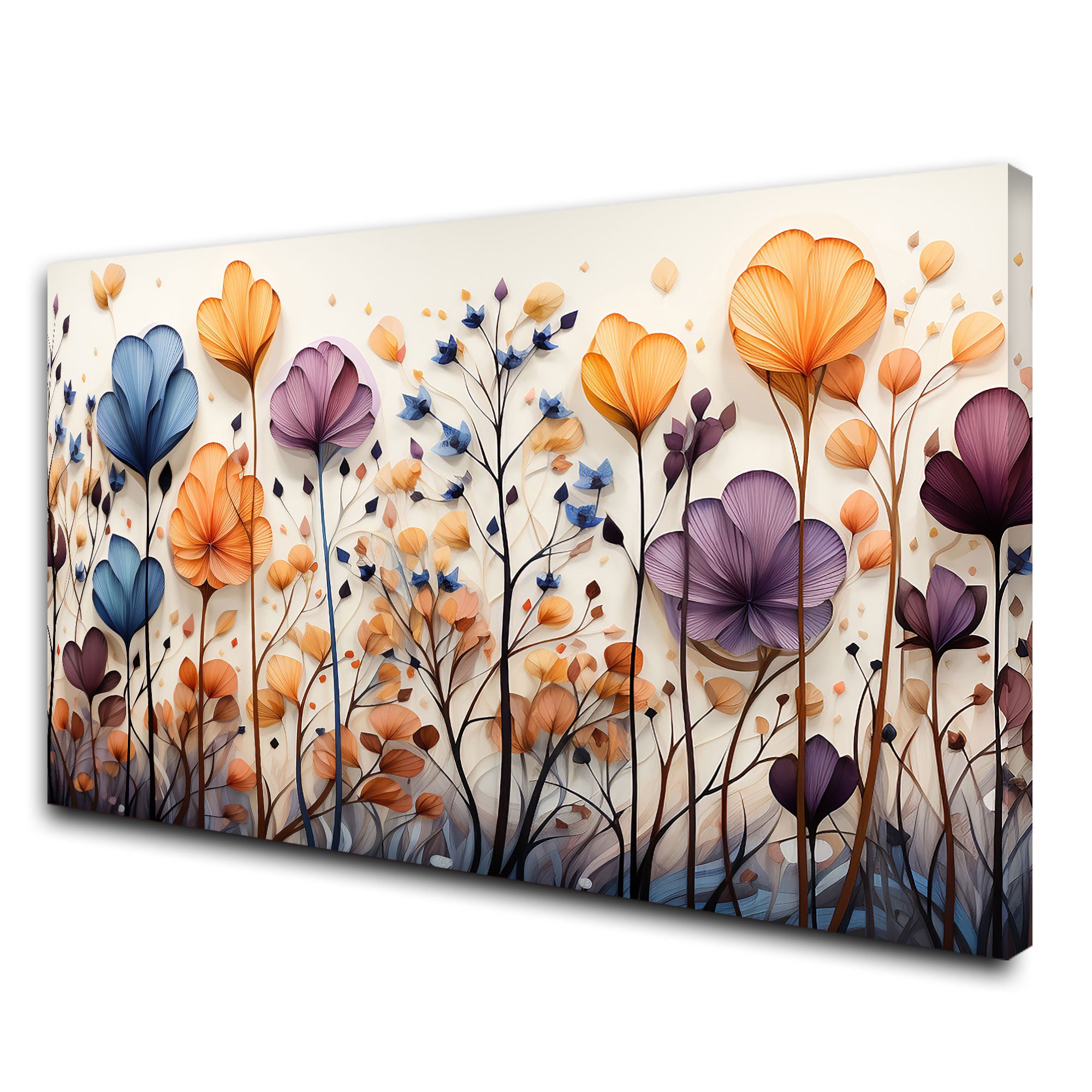 Multi flowers Canvas painting with frame Big Size Wall Art for living room,Bedroom,Drawing room,Hotels