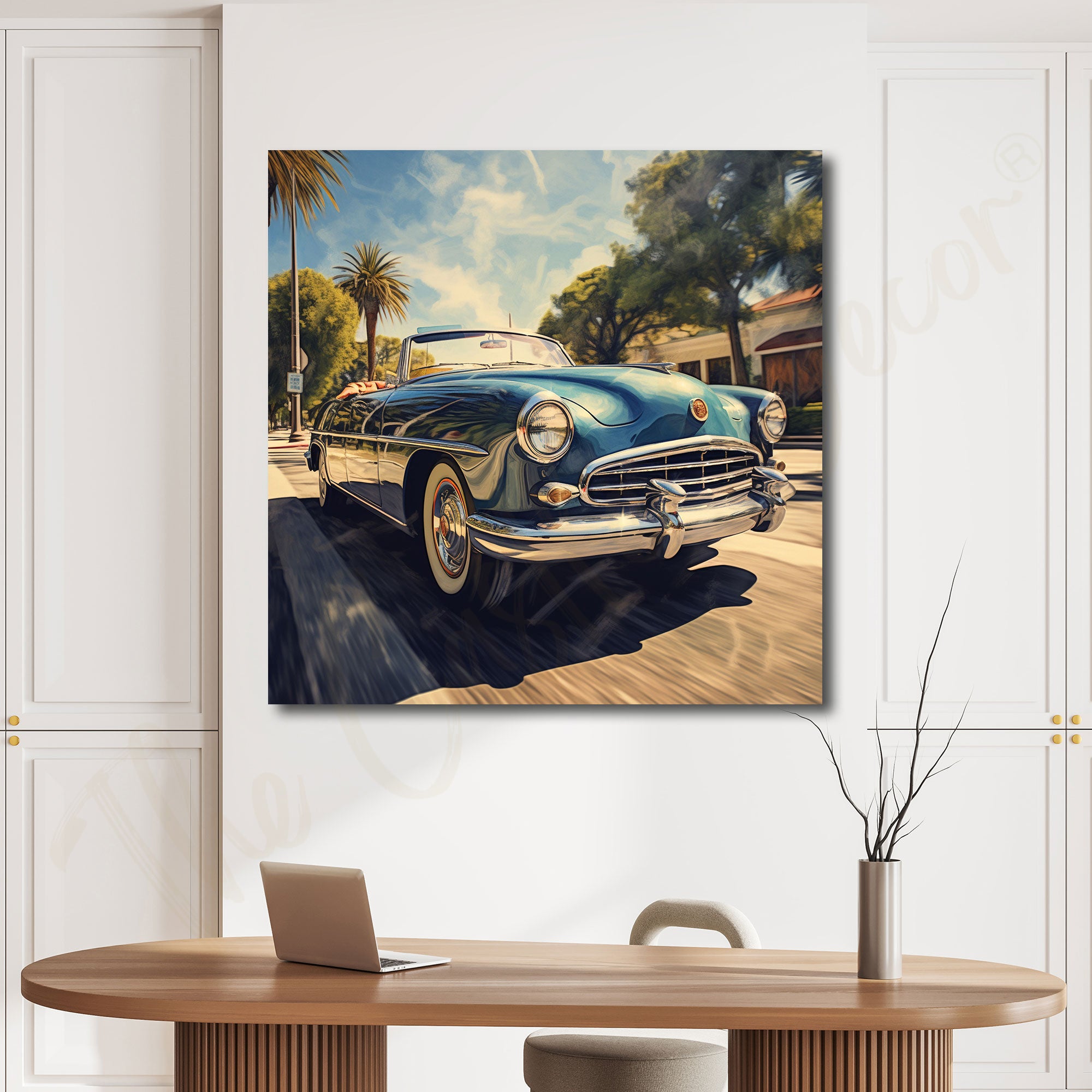 Vintage car with frame Big Size Wall Art for living room,Bedroom,Drawing room,Hotels