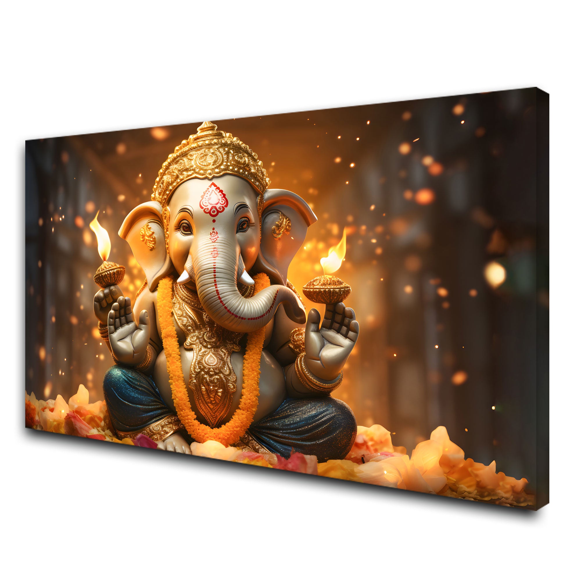 Lord ganesha Canvas painting with frame Big Size Wall Art for living room,Bedroom,Drawing room,Hotels