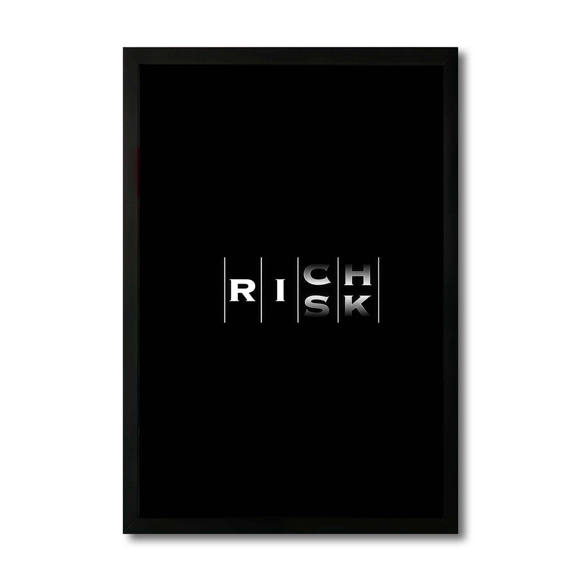 The Castle Decor Risk Motivational Wall Art Frame | Minimal Bold Typography Poster for Office, Startup, Study Room | Black Modern HD Print Décor