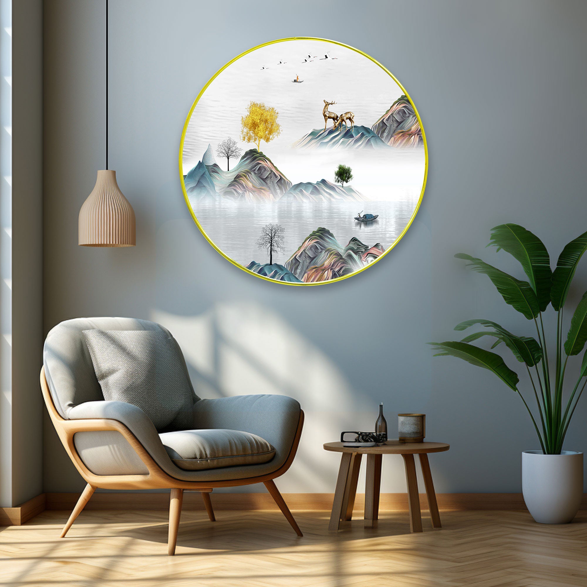 Deer Sparkle Wooden Wall Plate for Home Decoration Art-07