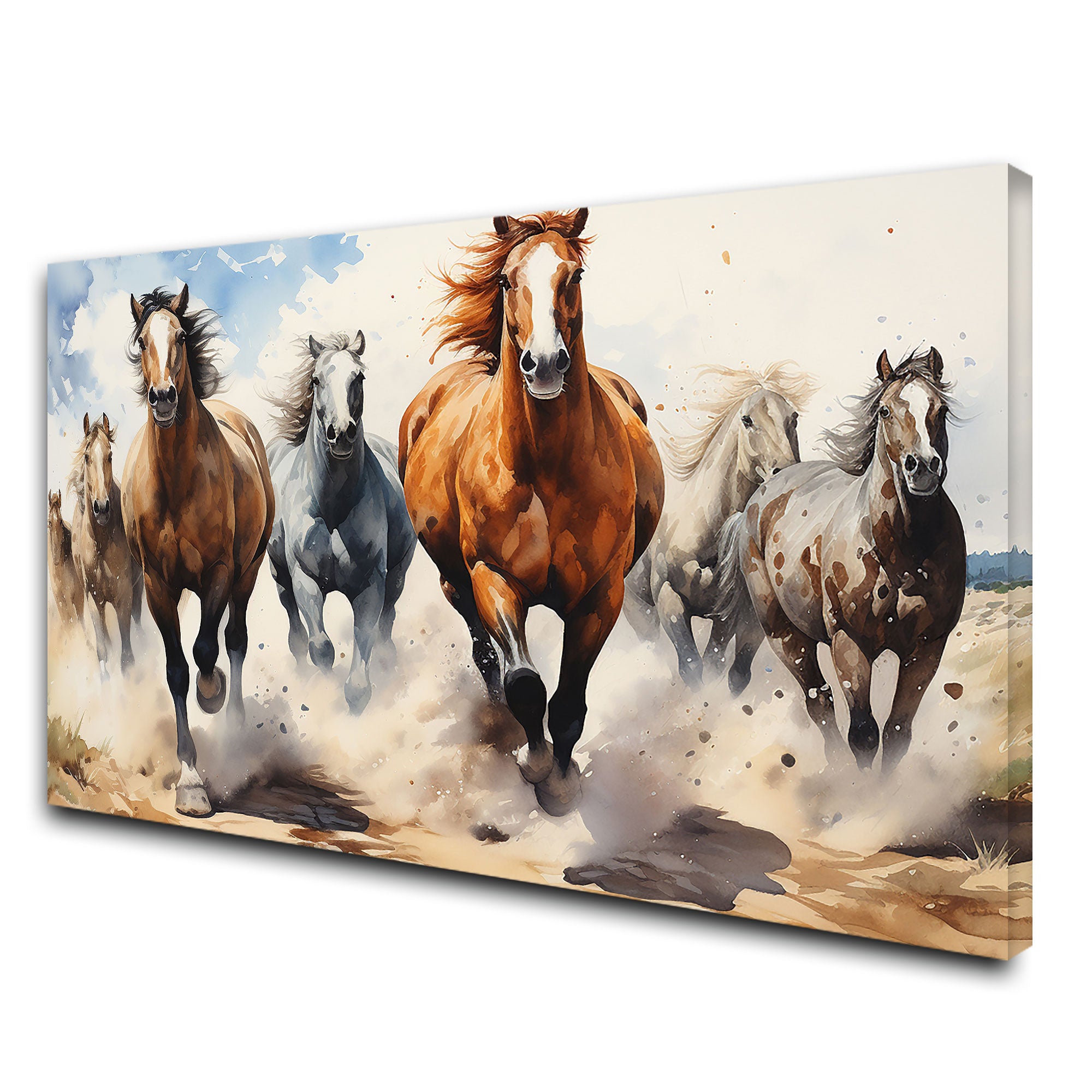 7 horses running vaastu Canvas painting Big Size Wall Art for living room,Bedroom,Drawing room,Hotels