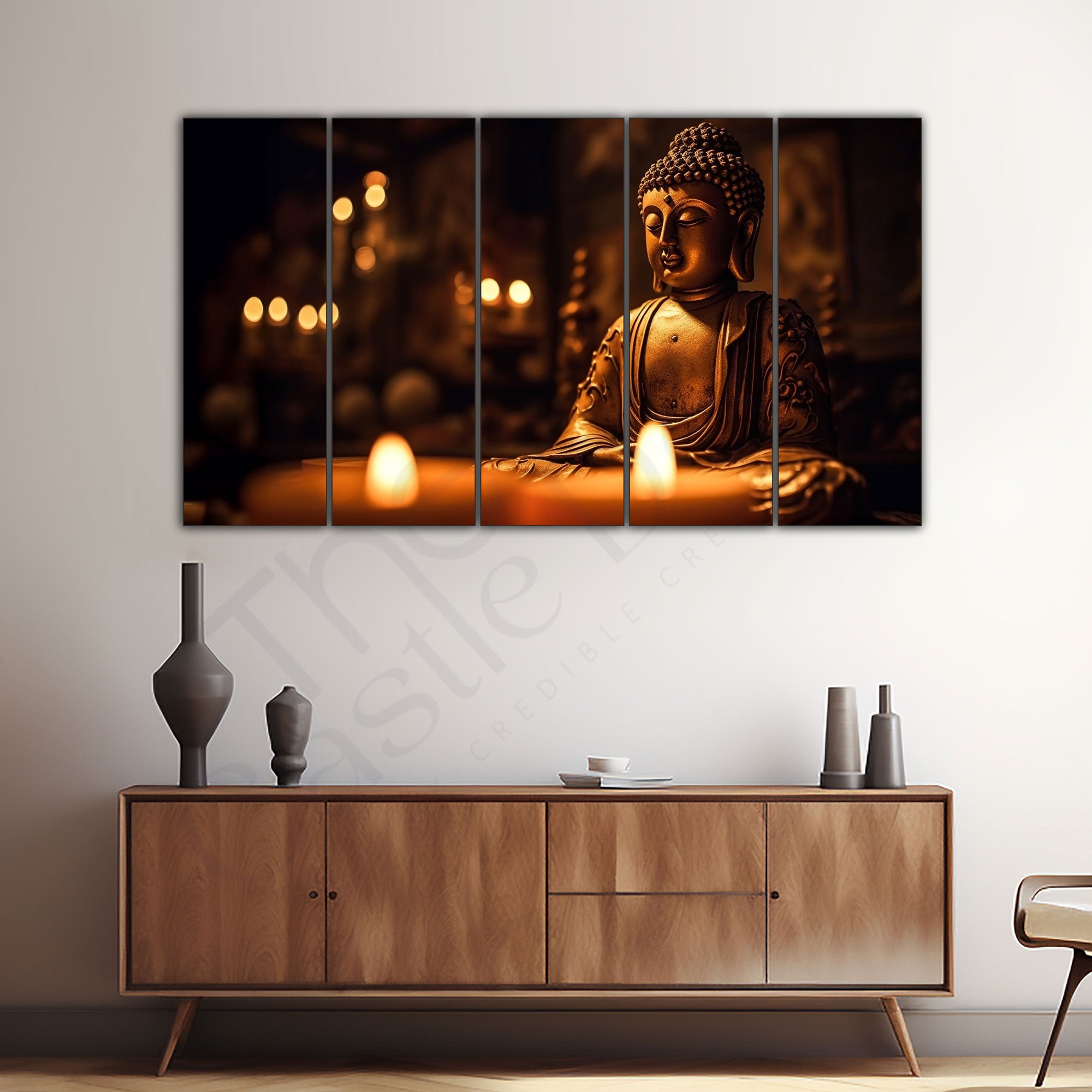 Meditating Budha Painting Set of 5 for Home Decoration