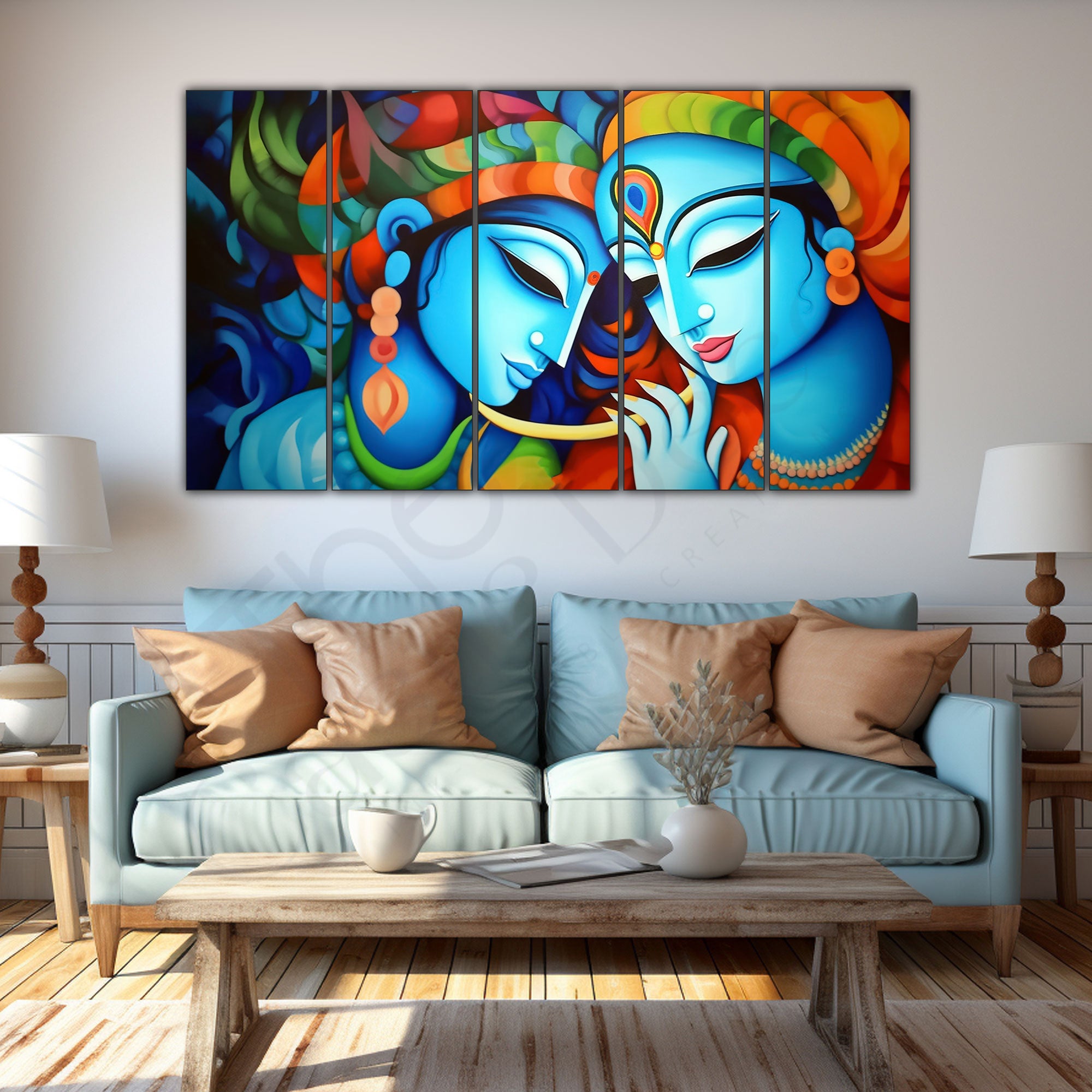 Radha Krishna Painting with frame Big Size Wall Art for living room,Bedroom,Drawing room,Hotels 27x48"