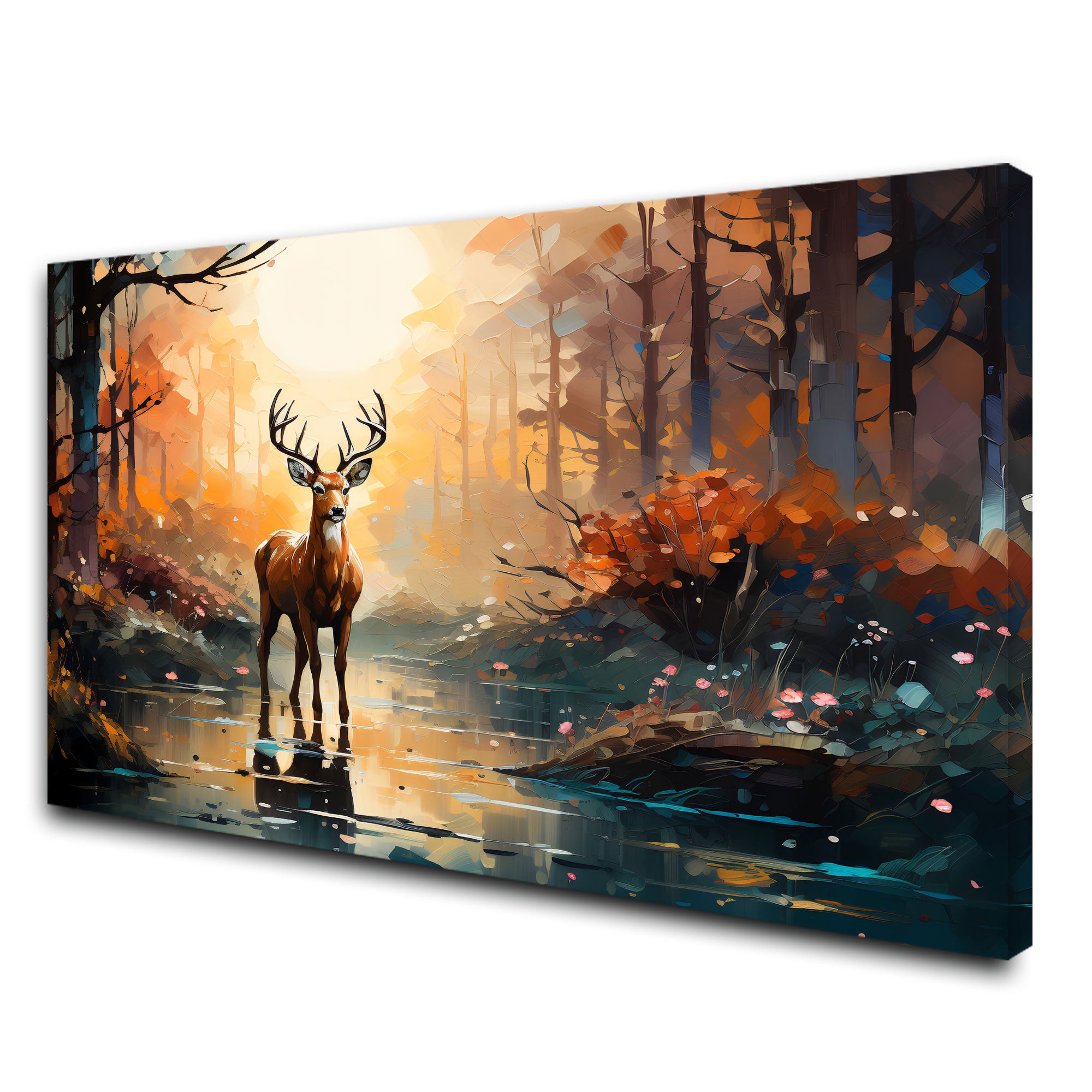 Deer Abstract Canvas painting with frame Big Size Wall Art for living room,Bedroom,Drawing room,Hotels
