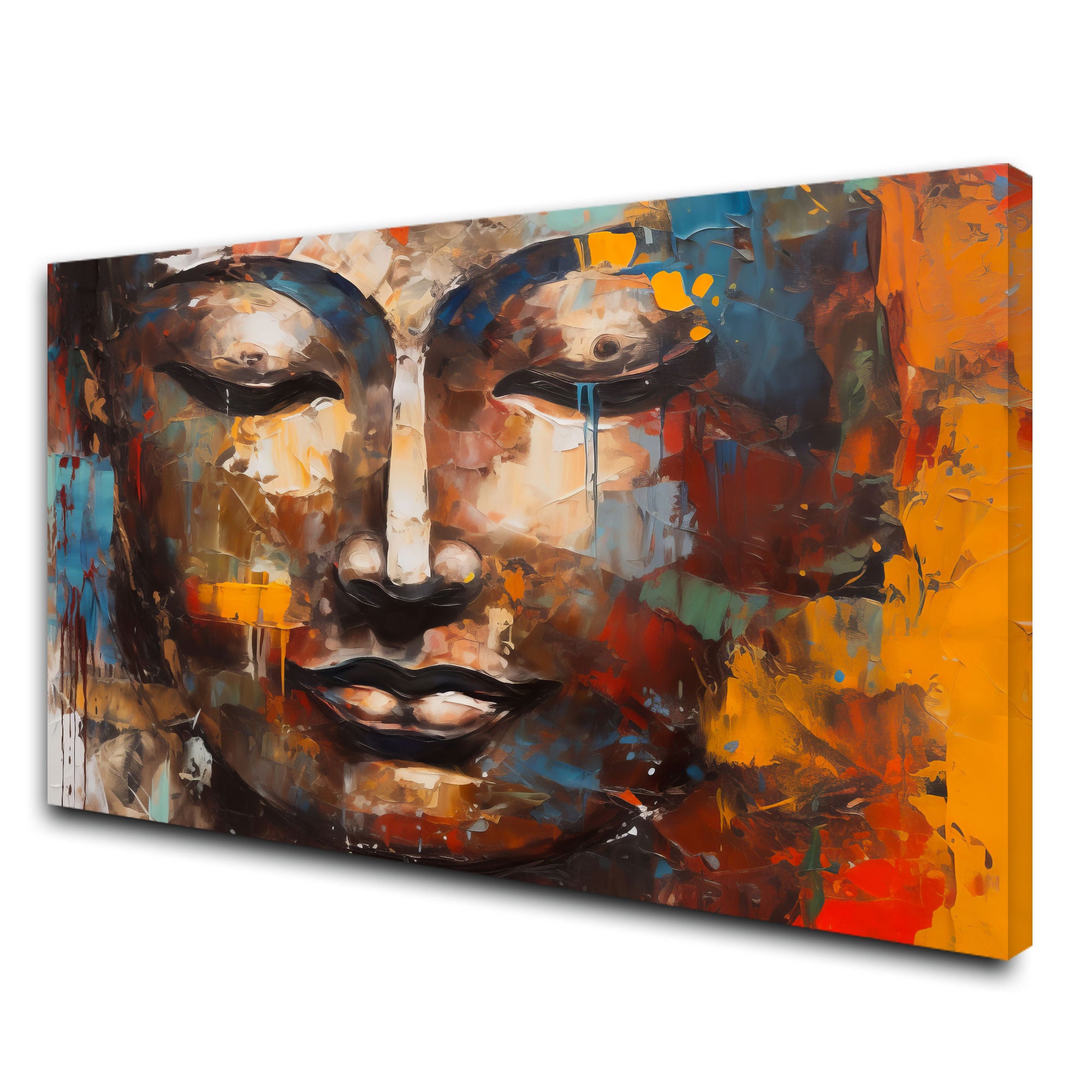 Lord gautam budha Canvas painting with frame Big Size Wall Art for living room,Bedroom,Drawing room,Hotels