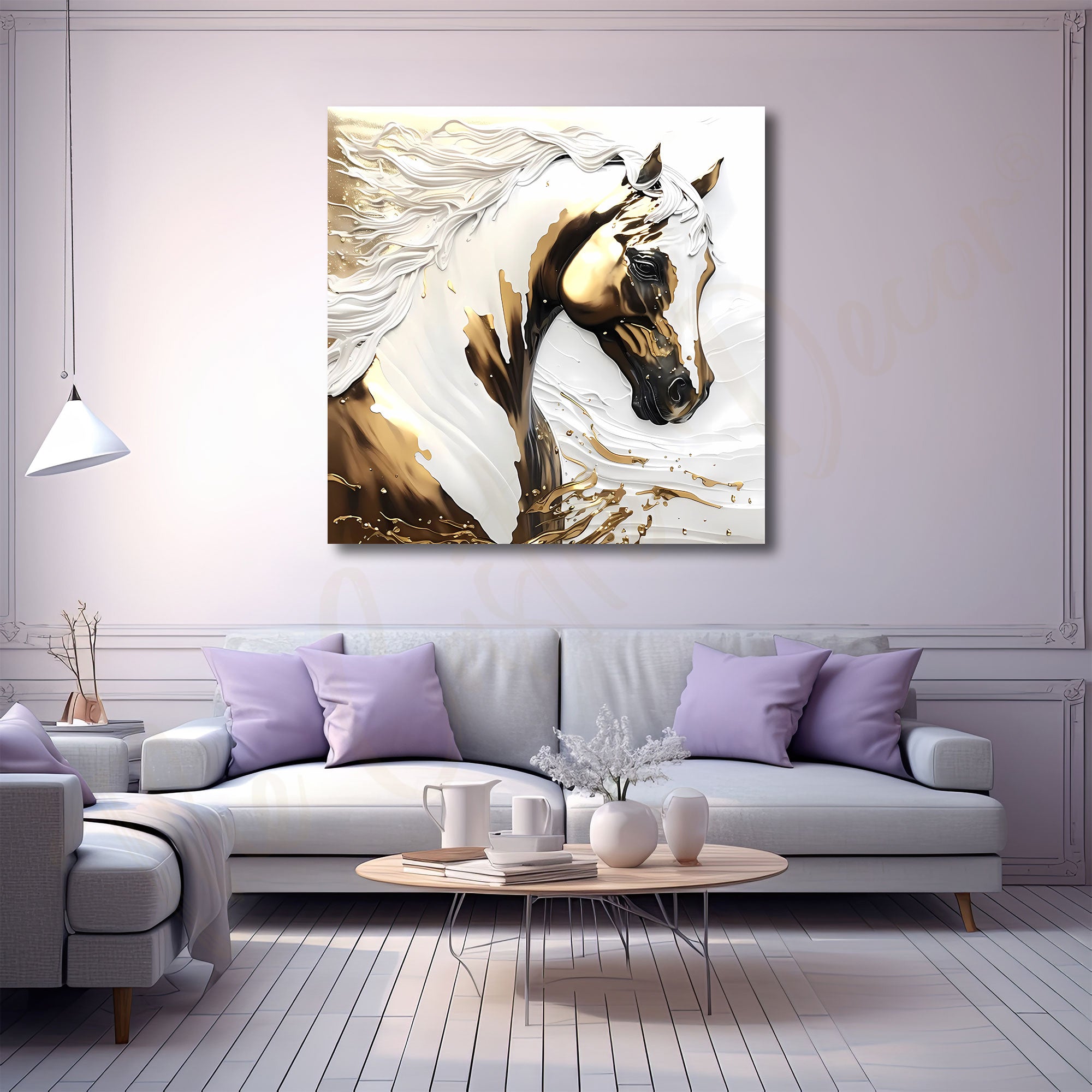 Horse vastu painting with frame Big Size Wall Art for living room,Bedroom,Drawing room,Hotels