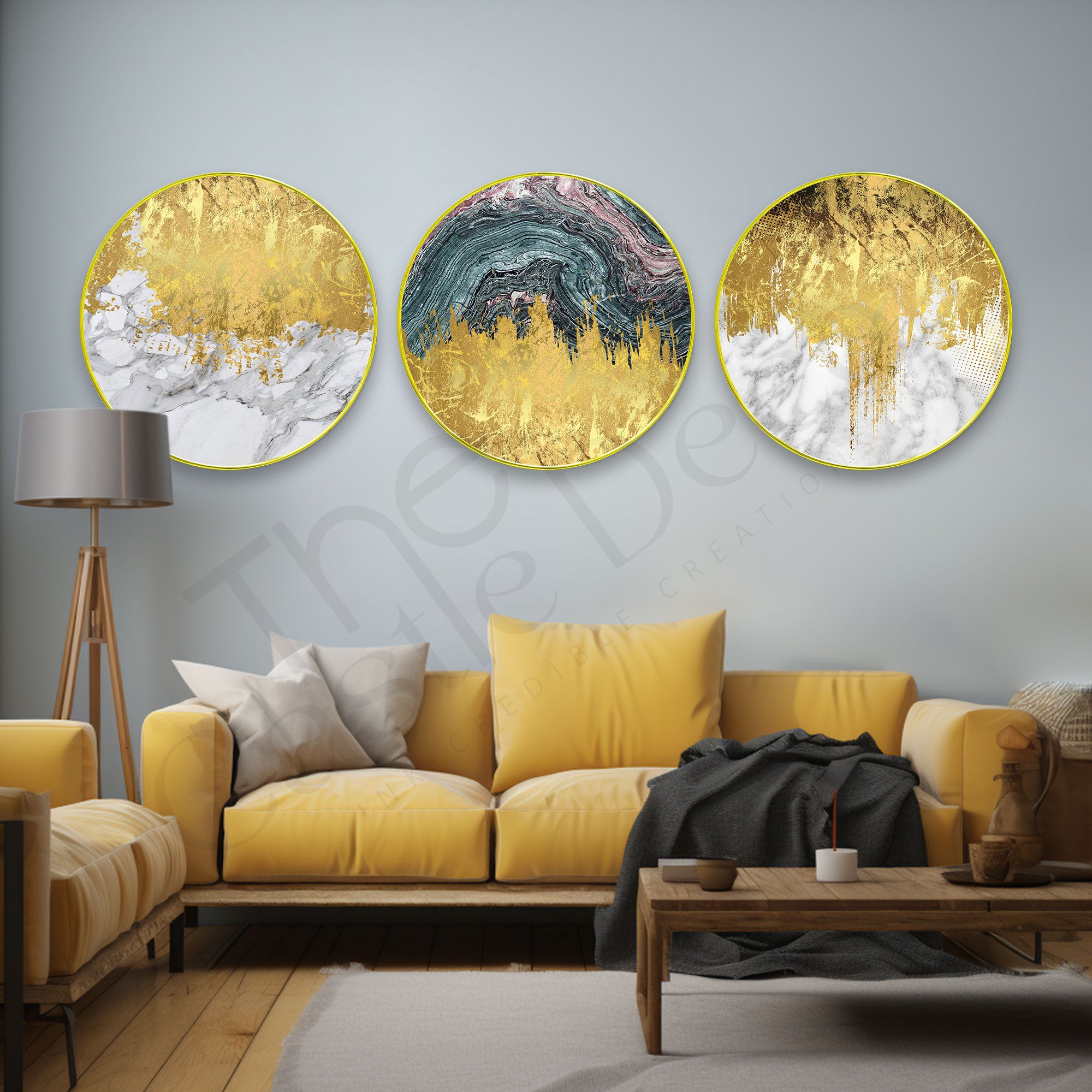 Abstract Sparkle Wooden Wall Plates Set of 3 for Home Decoration Art-51
