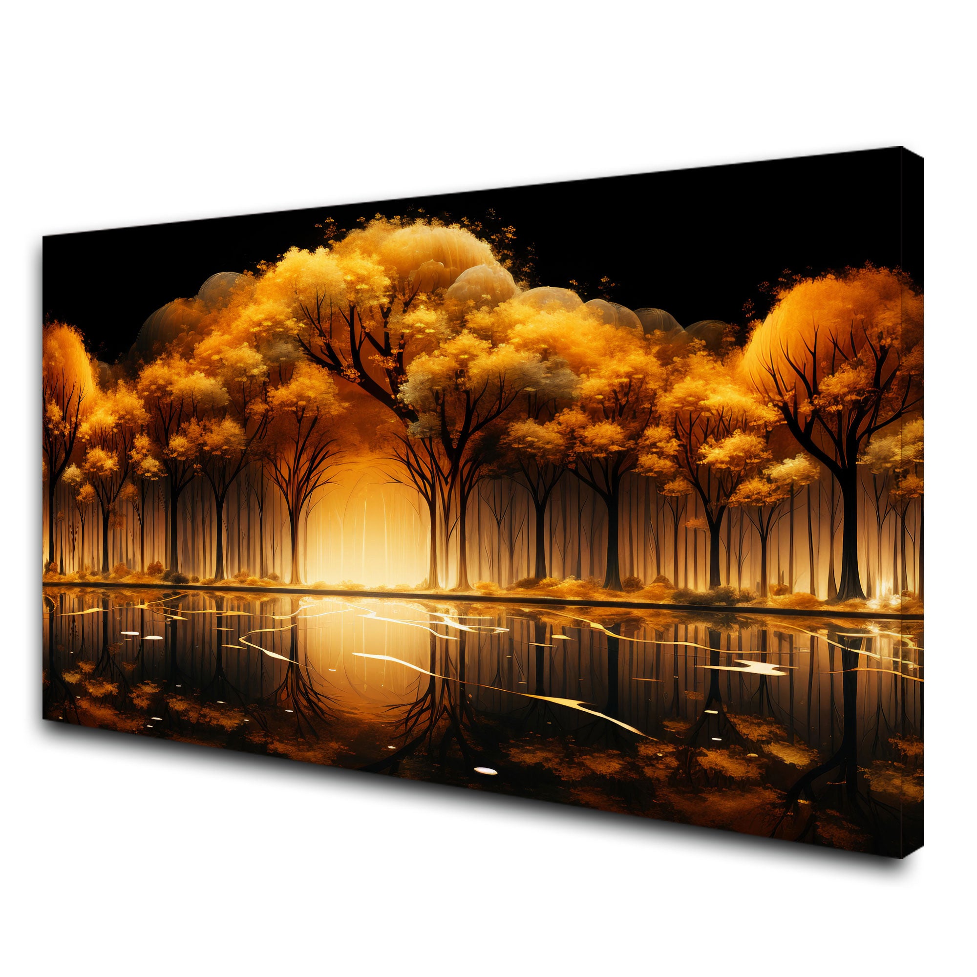 Golden trees Canvas painting with frame Big Size Wall Art for living room,Bedroom,Drawing room,Hotels