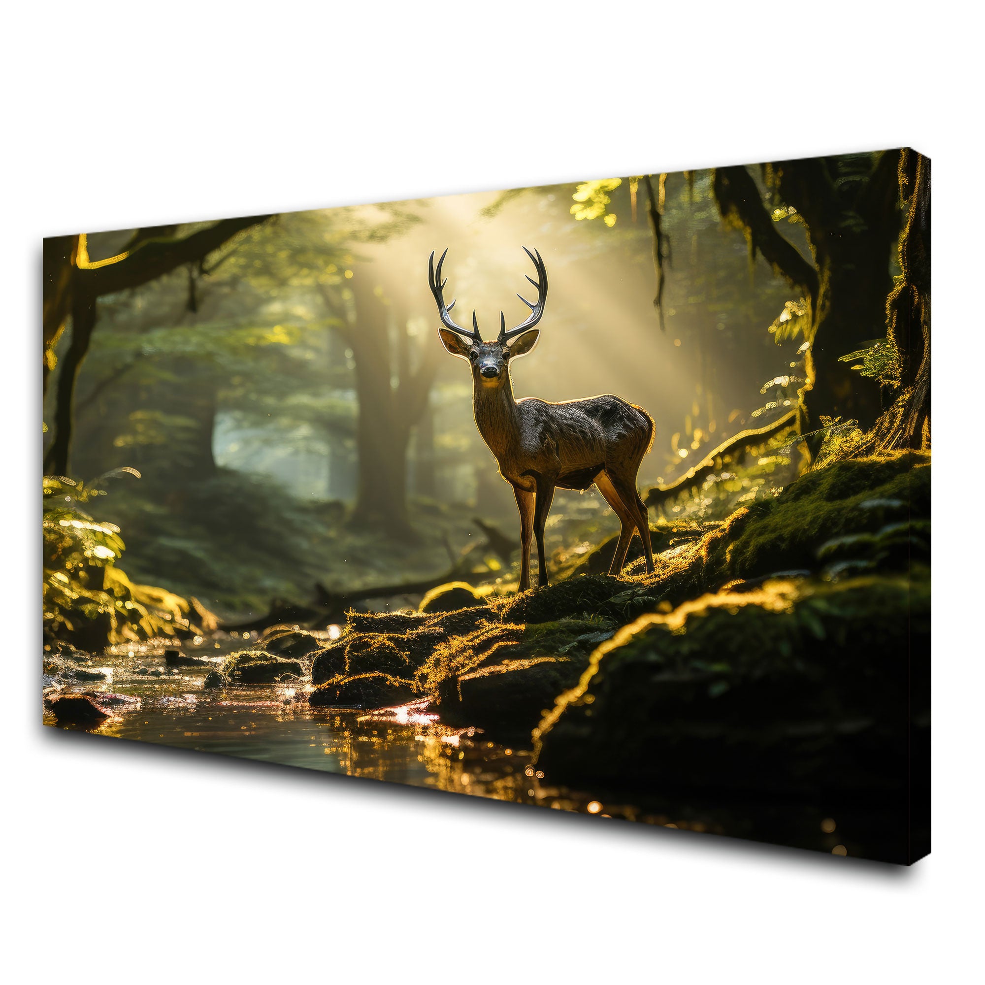 Deer forest Canvas painting with frame Big Size Wall Art for living room,Bedroom,Drawing room,Hotels