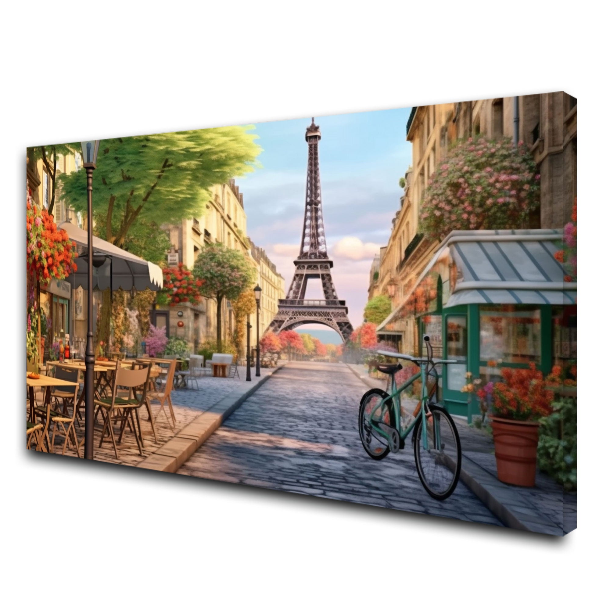 Cafe paris Canvas painting with frame Big Size Wall Art for living room,Bedroom,Drawing room,Hotels
