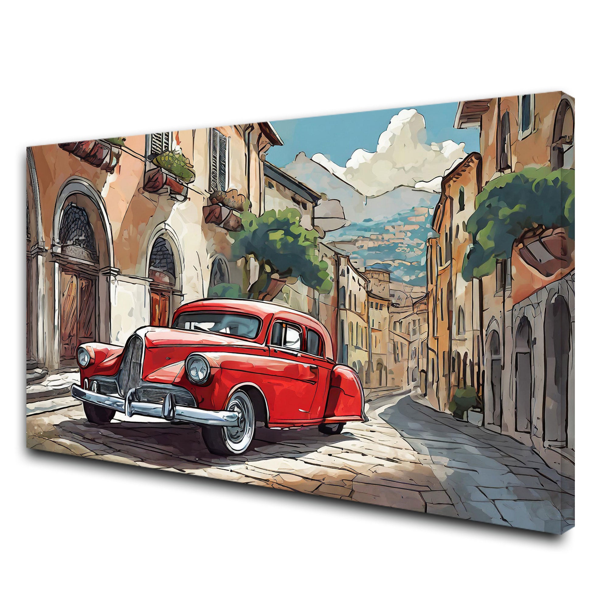Vintage carAbstract Canvas painting with frame Big Size Wall Art for living room,Bedroom,Drawing room,Hotels