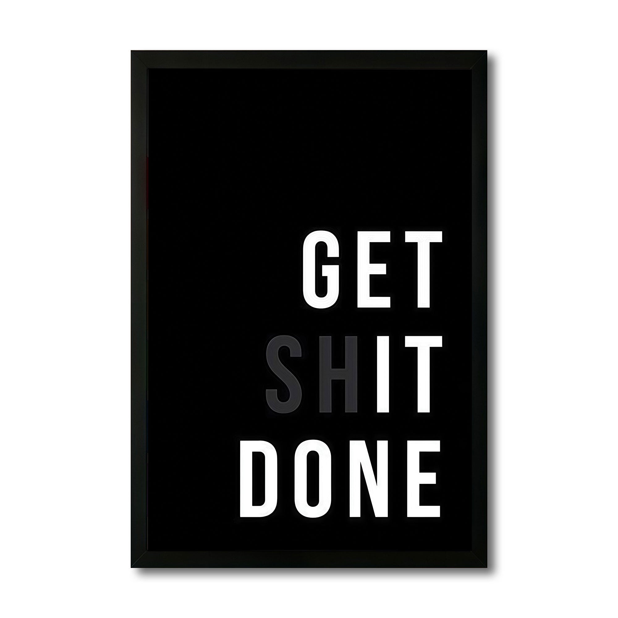 The Castle Decor Get Shit Done Motivational Wall Art Frame | Bold Typography Quote Poster for Office, Workspace & Home Decor