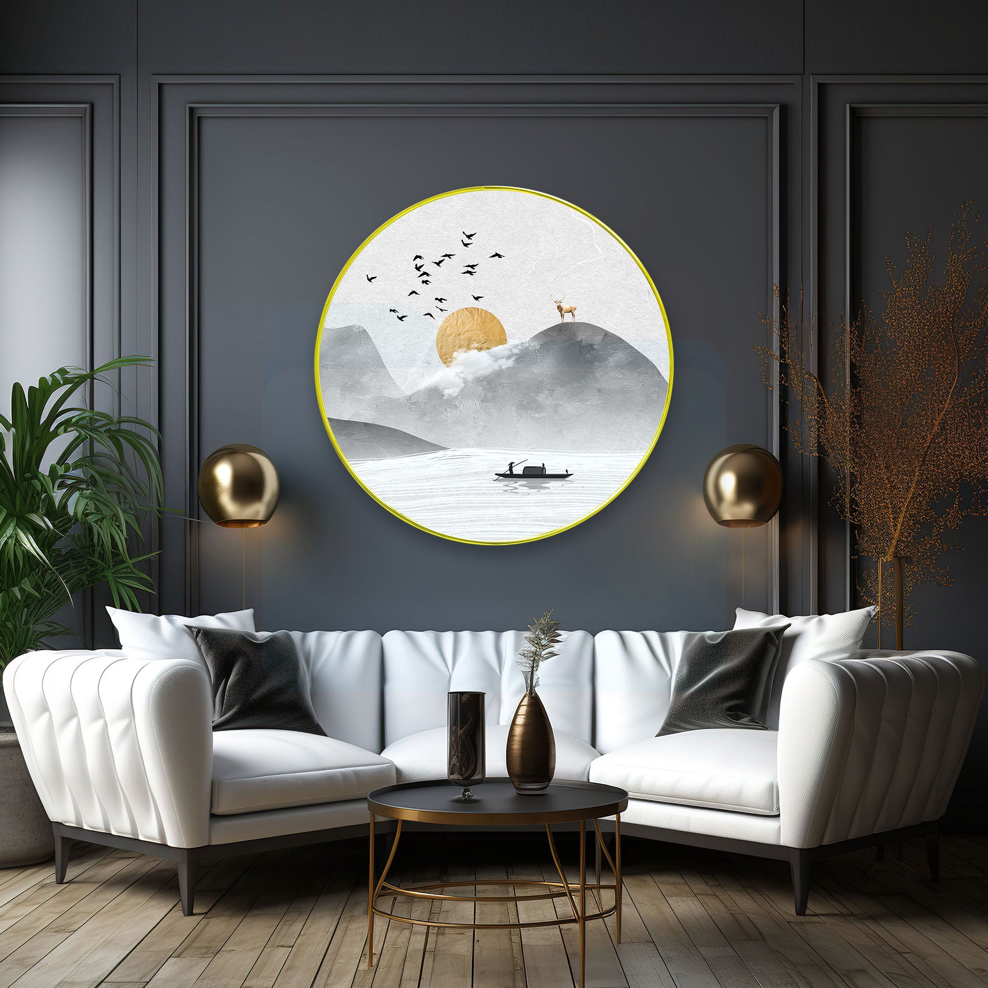 Sunset Sparkle Wooden Wall Plate for Home Decoration Art-33