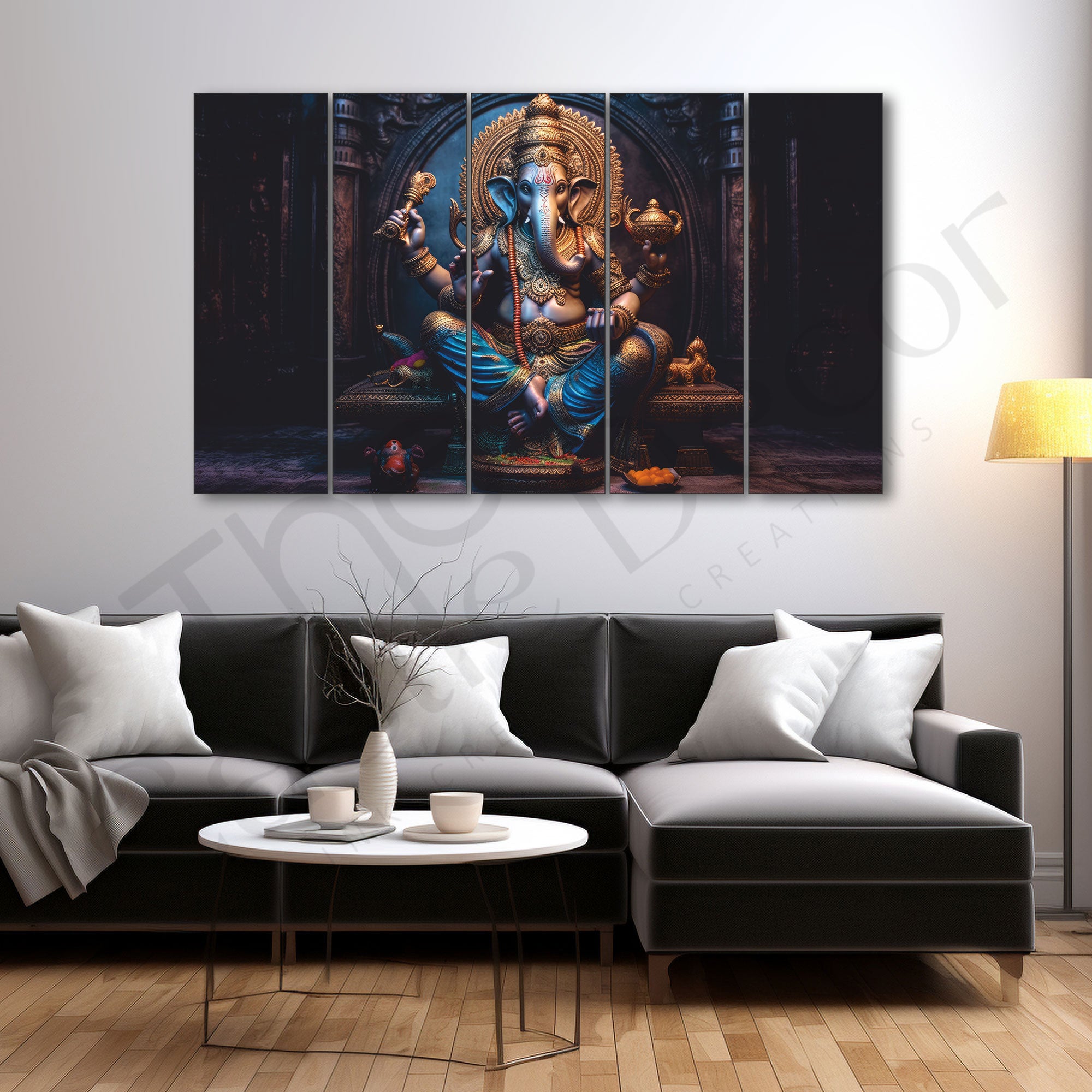 Ganesha Painting with frame Big Size Wall Art for living room,Bedroom,Drawing room,Hotels 36x60"