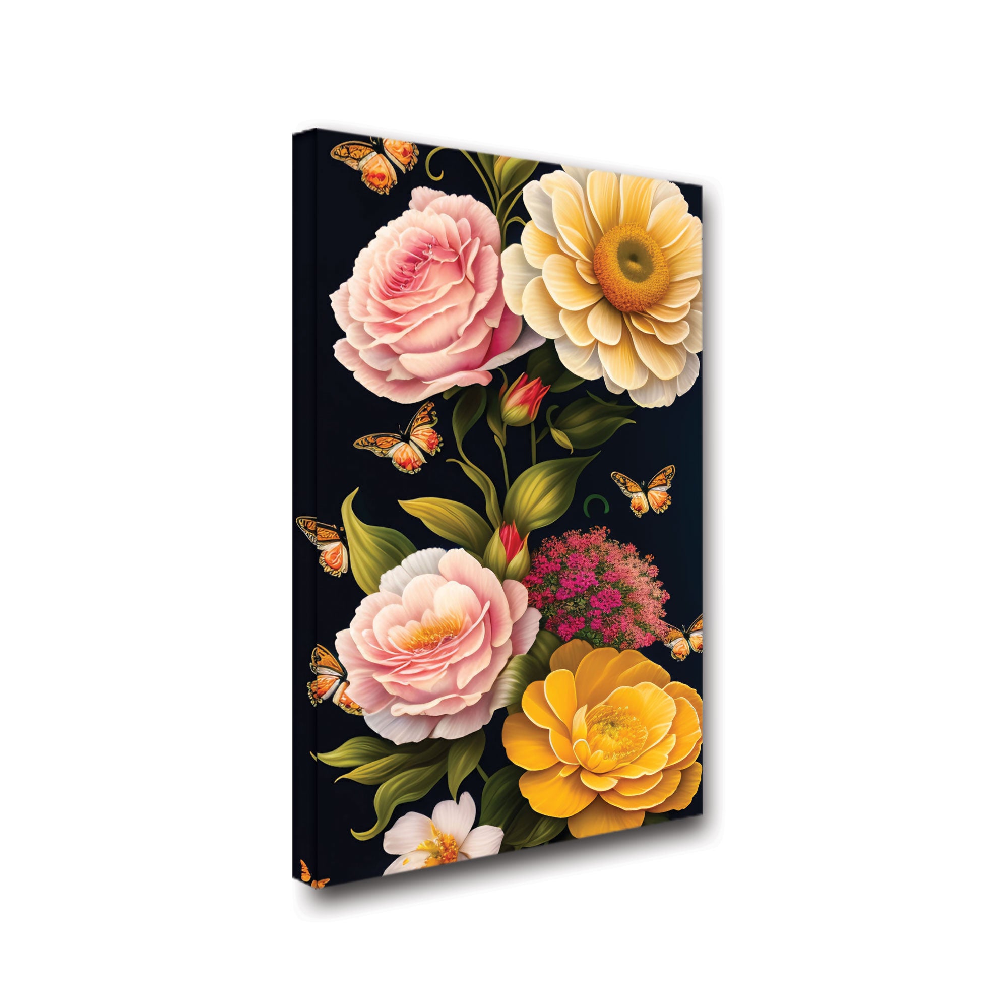 Beautiful flowersAbstract Canvas painting with frame Big Size Wall Art for living room,Bedroom,Drawing room,Hotels