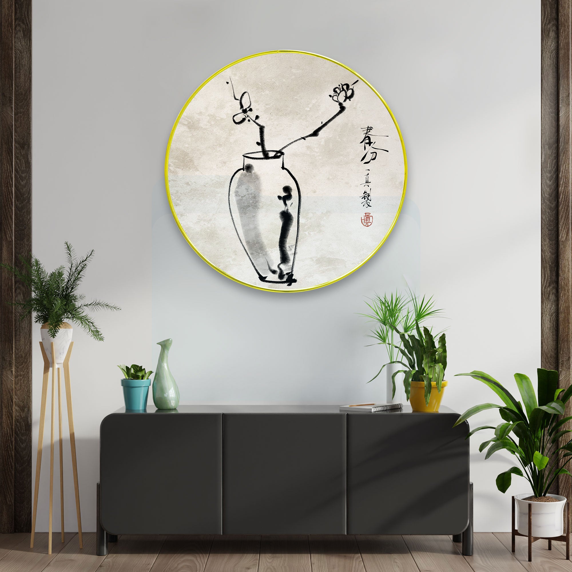 Abstract Sparkle Wooden Wall Plate for Home Decoration Art-02