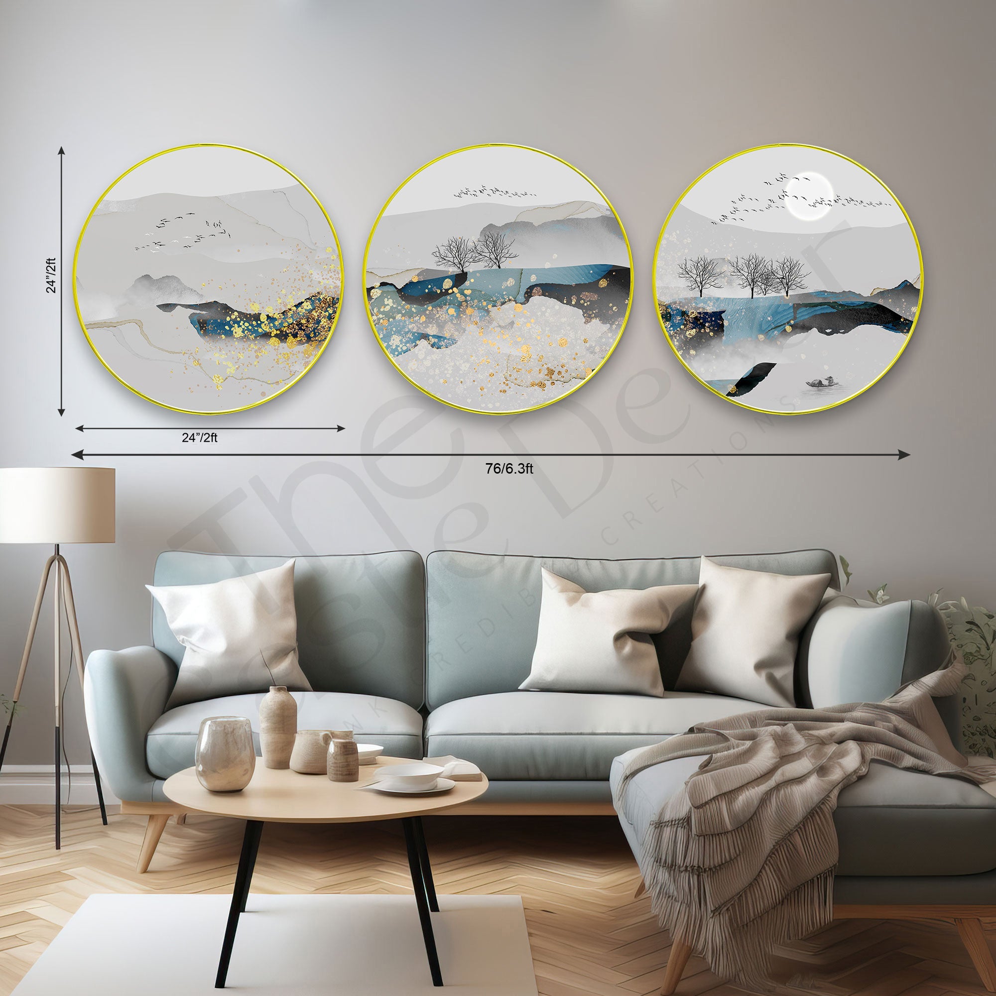 Nature Sparkle Wooden Wall Plates Set of 3 for Home Decoration Art-64