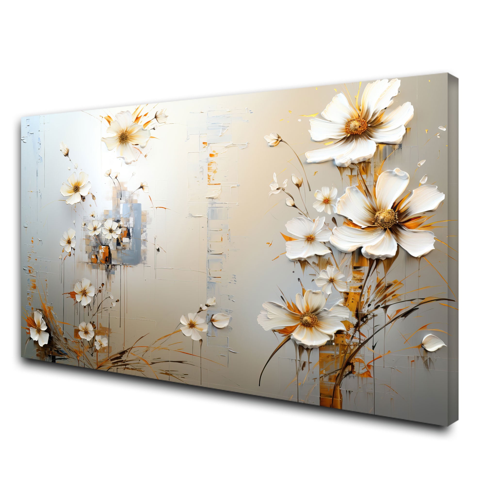 Multi flowersAbstract Canvas painting with frame Big Size Wall Art for living room,Bedroom,Drawing room,Hotels