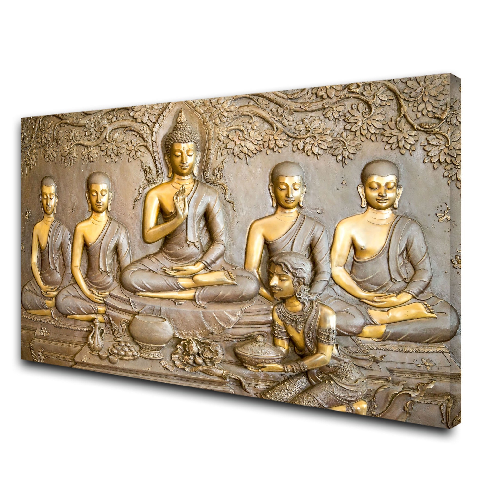 Lord budha Canvas painting with frame Big Size Wall Art for living room,Bedroom,Drawing roomHotels