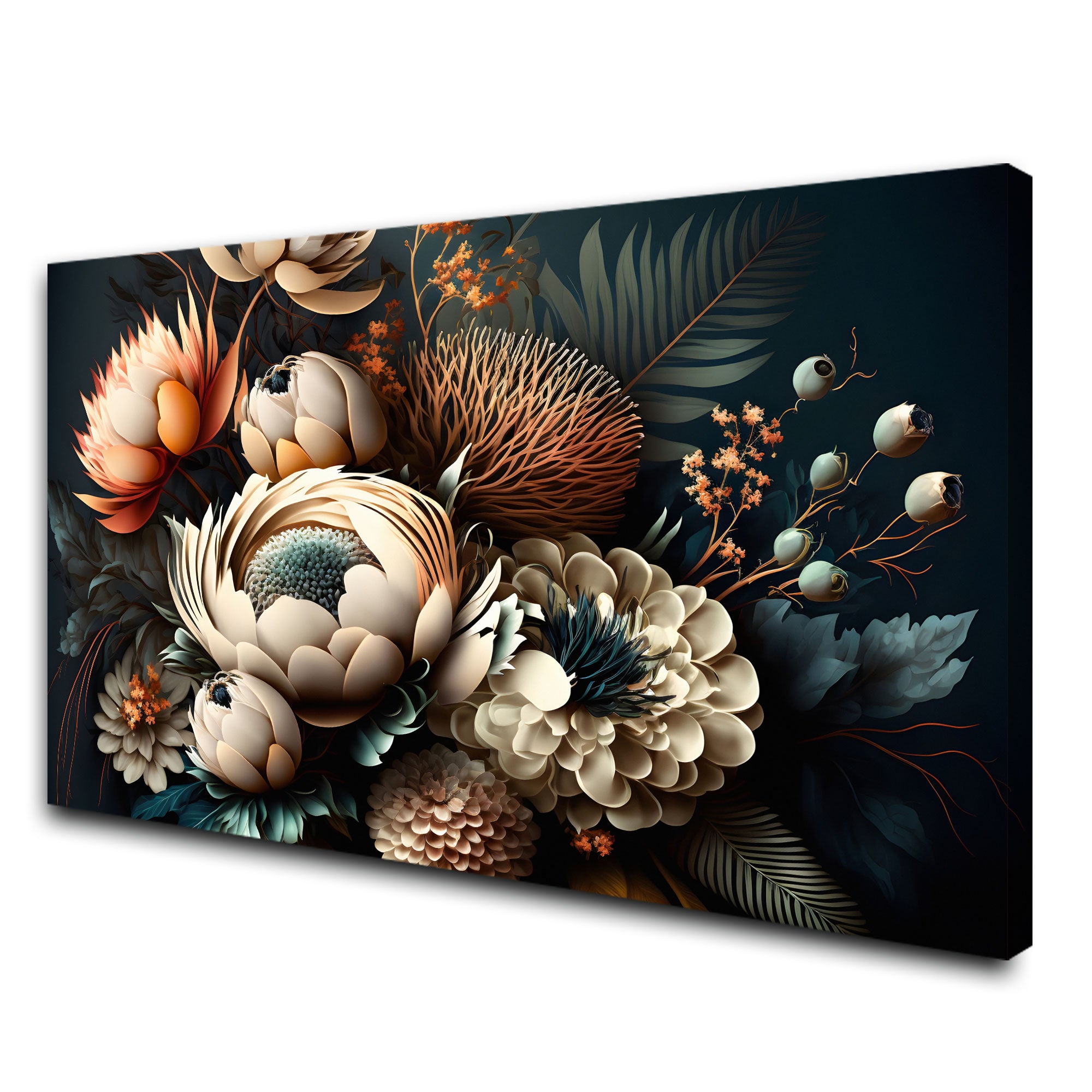 3d flowers Canvas painting with frame Big Size Wall Art for living room,Bedroom,Drawing room,Hotels