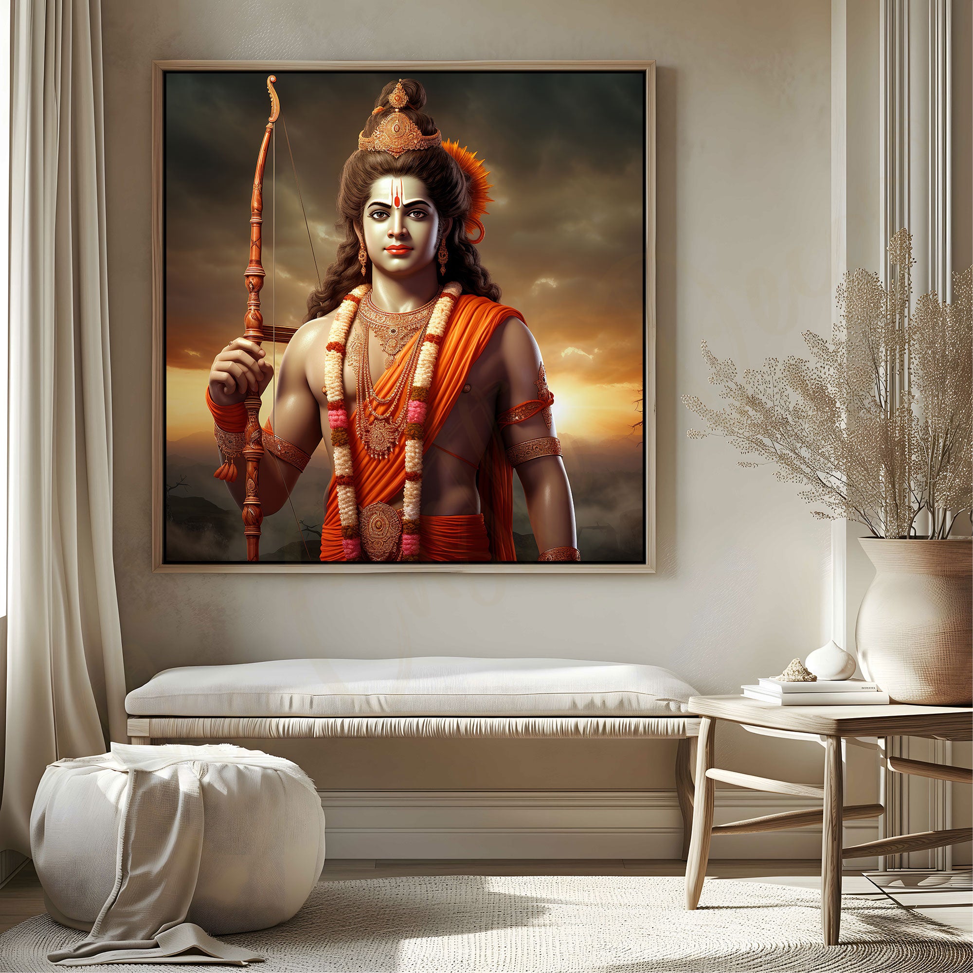 Ram mandir/Lord Ram painting with frame Big Size Wall Art for living room,Bedroom,Drawing room,Hotels